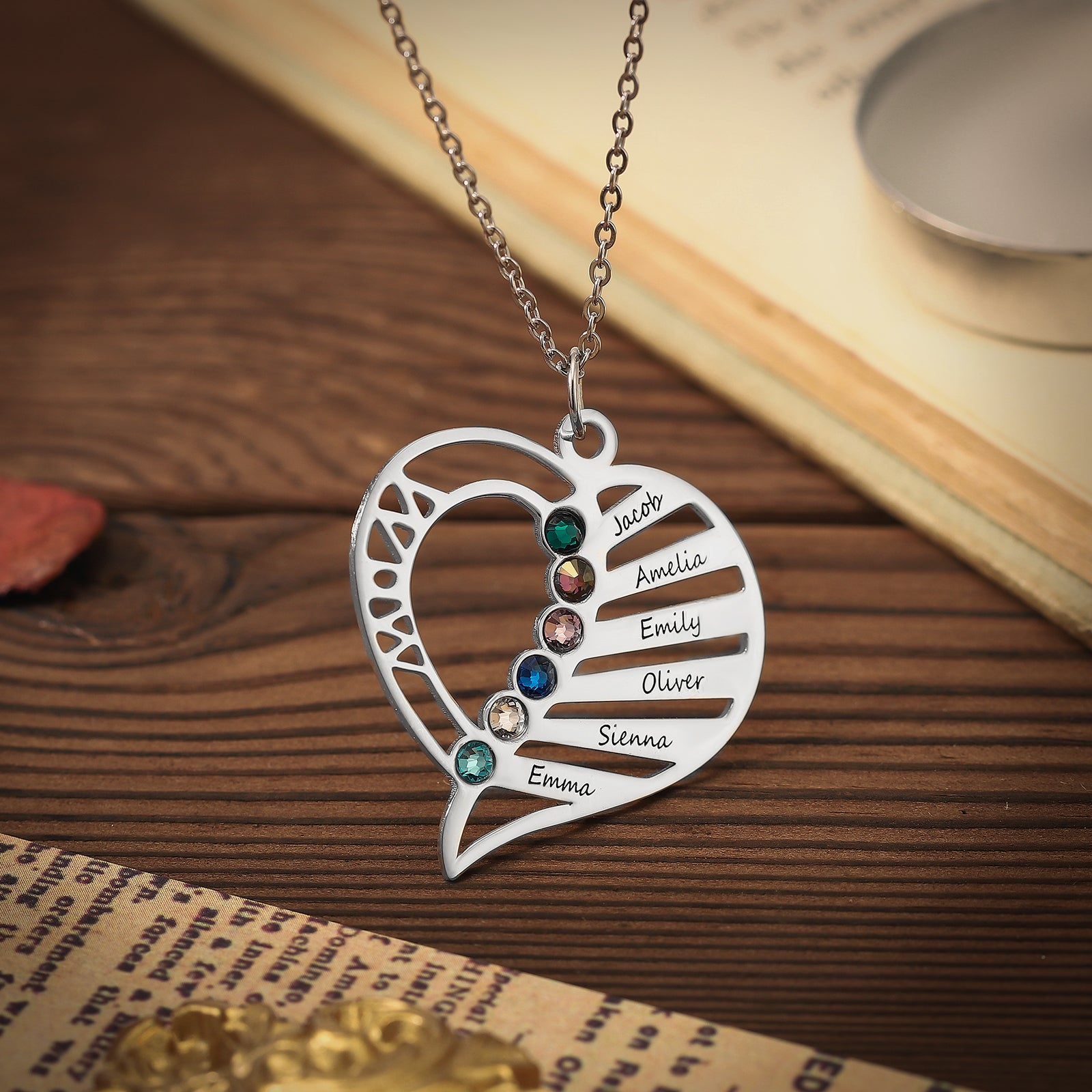 Personalized Multi-name Heart Necklace