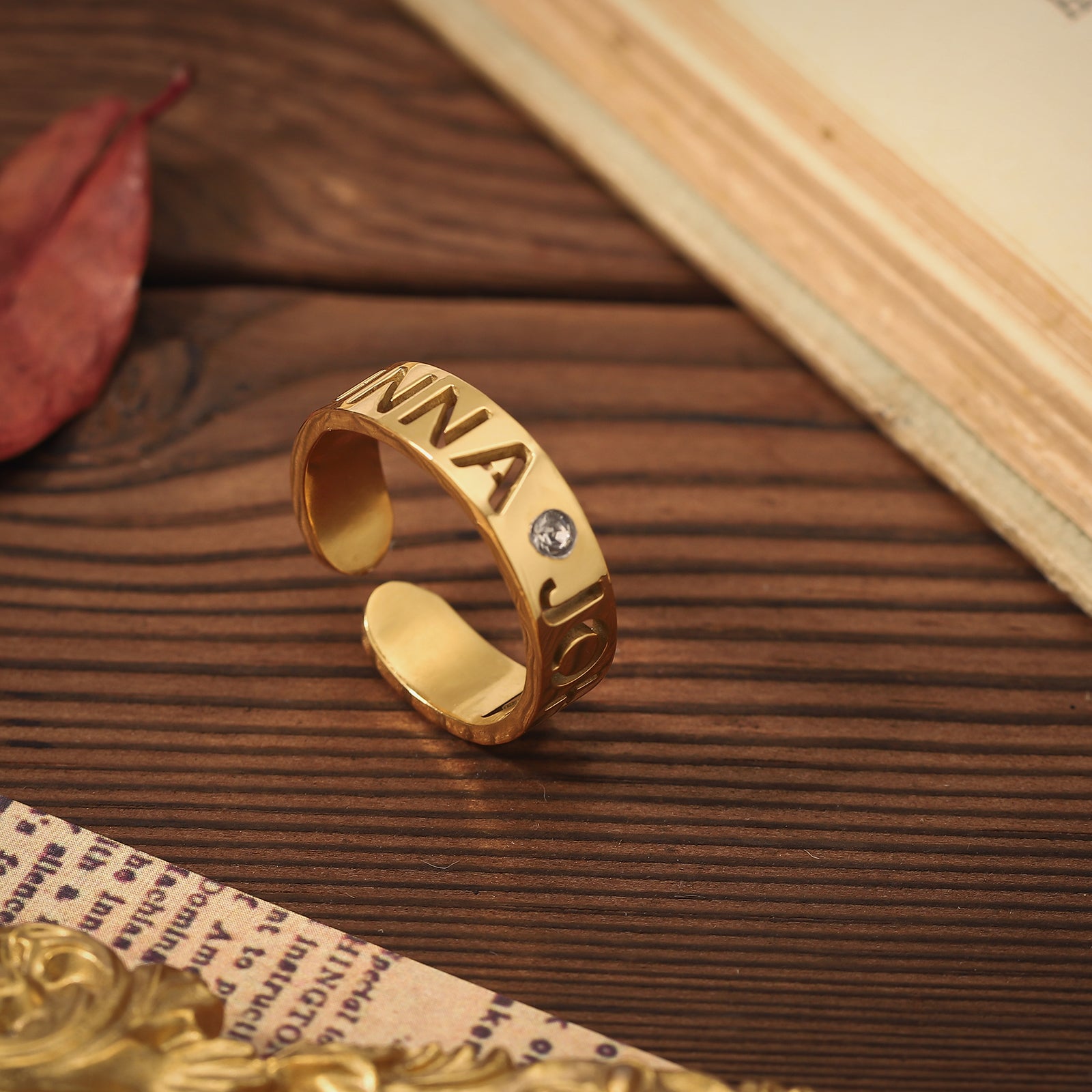 Custom Name Hollow Gold Ring