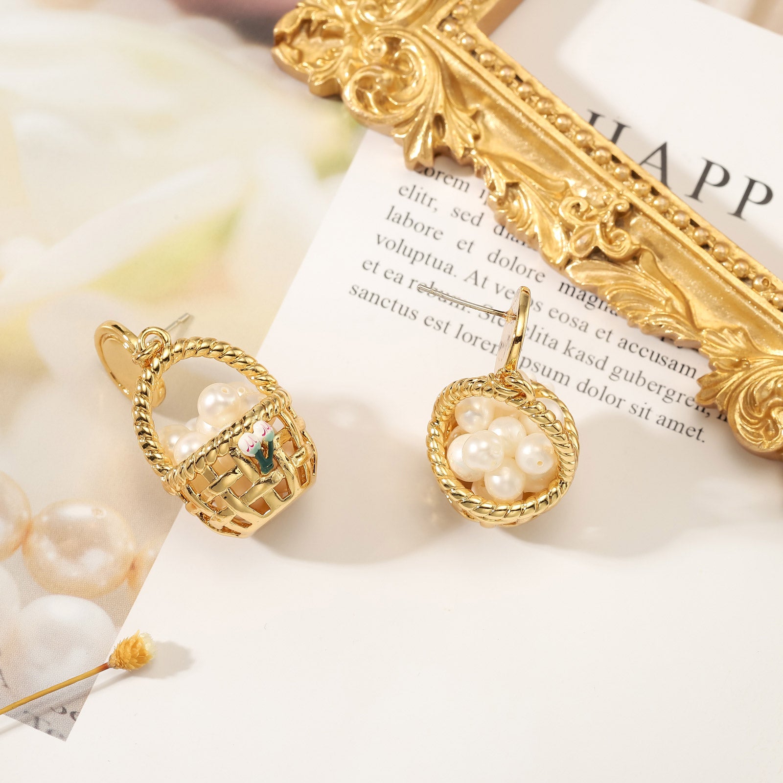 Baskets of Freshwater Pearls Earrings