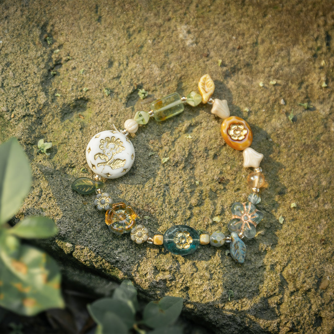 Beaded Flower Murano Glass Bracelet