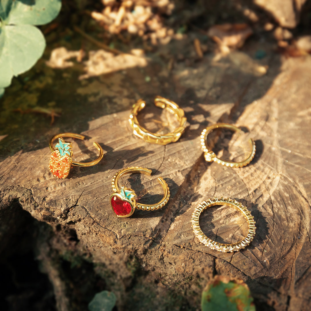 Summer Fruit Gold Ring Set