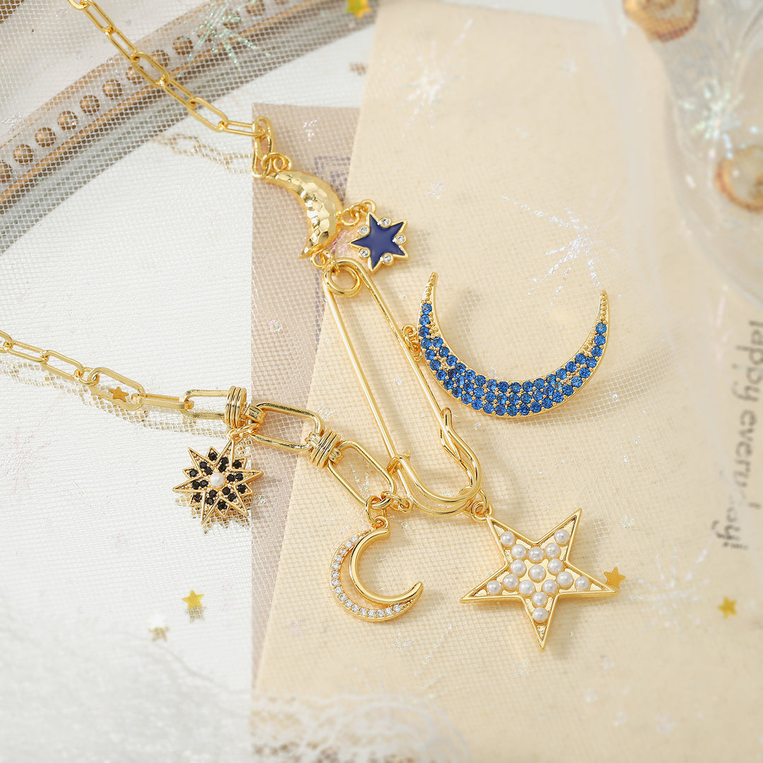 Starry Moon Astrology Gold Necklace