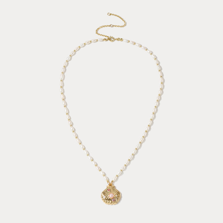 Shell Pearl Bowknot Necklace