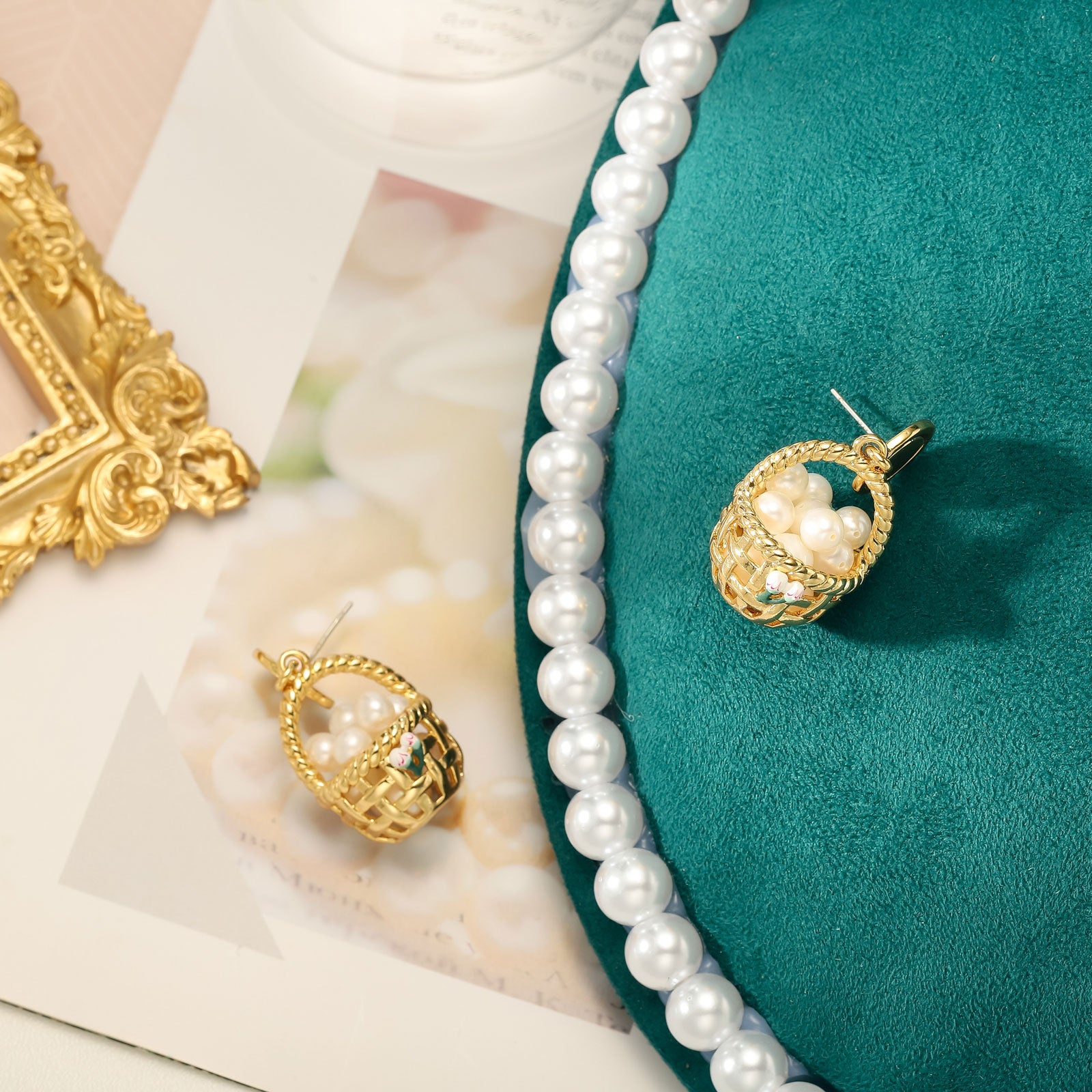 Baskets of Pearls Dangle Earrings