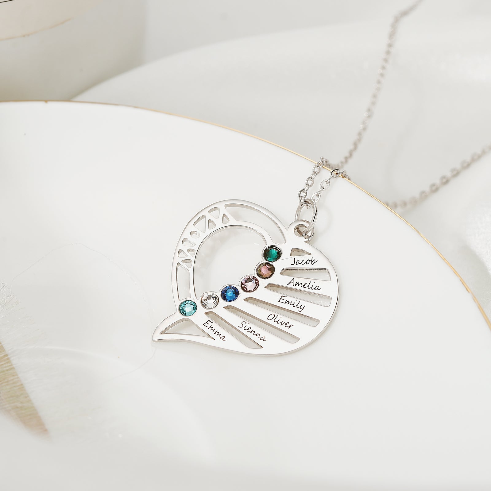 Customized Multi-name Heart Necklace