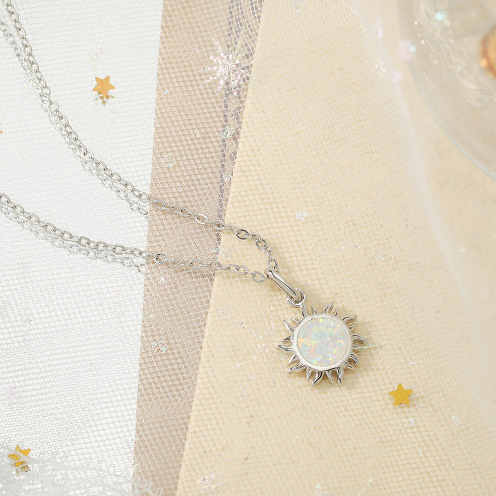 Opal Sun Pandent Necklace For Girls