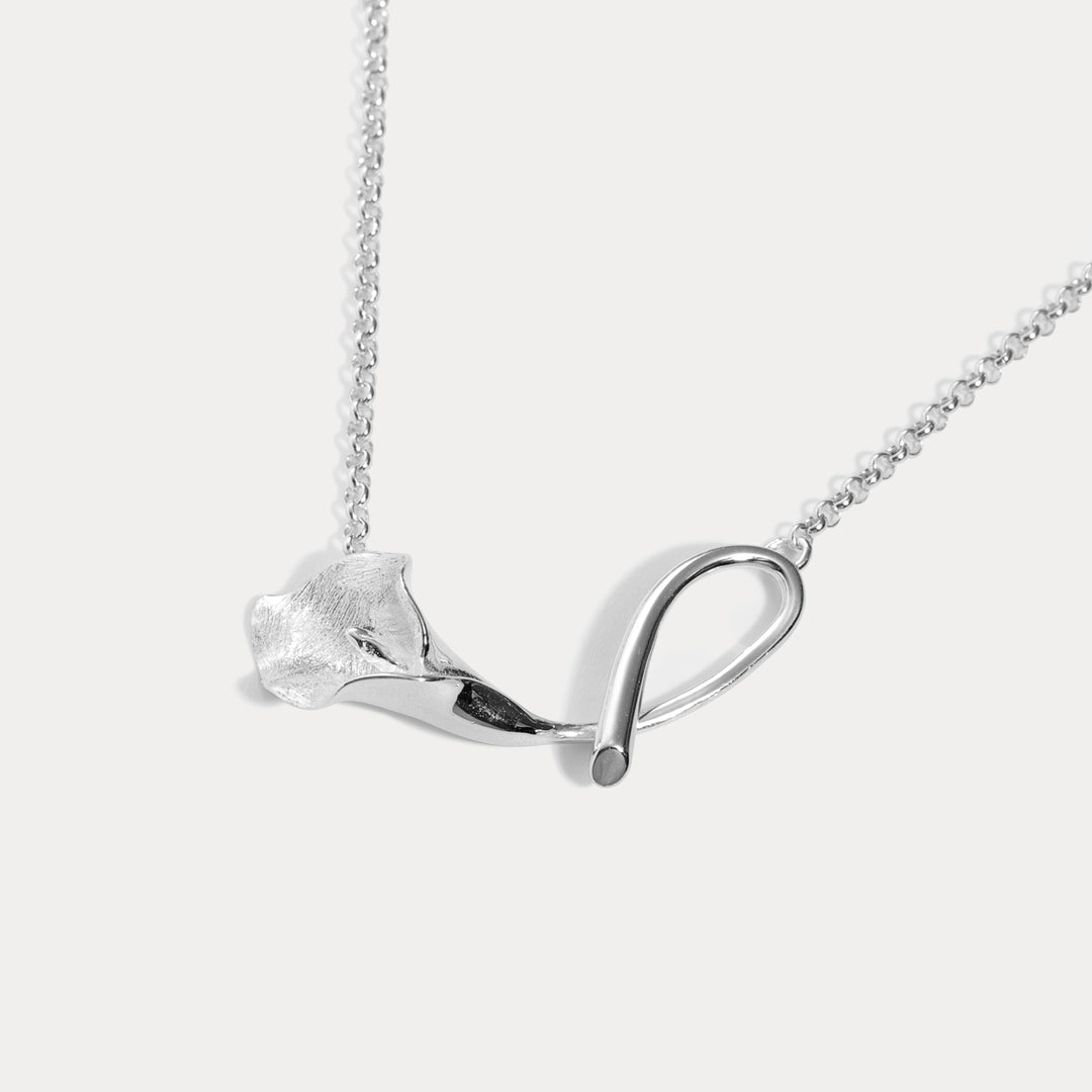 Selenichast Silver Calla Lily Necklace