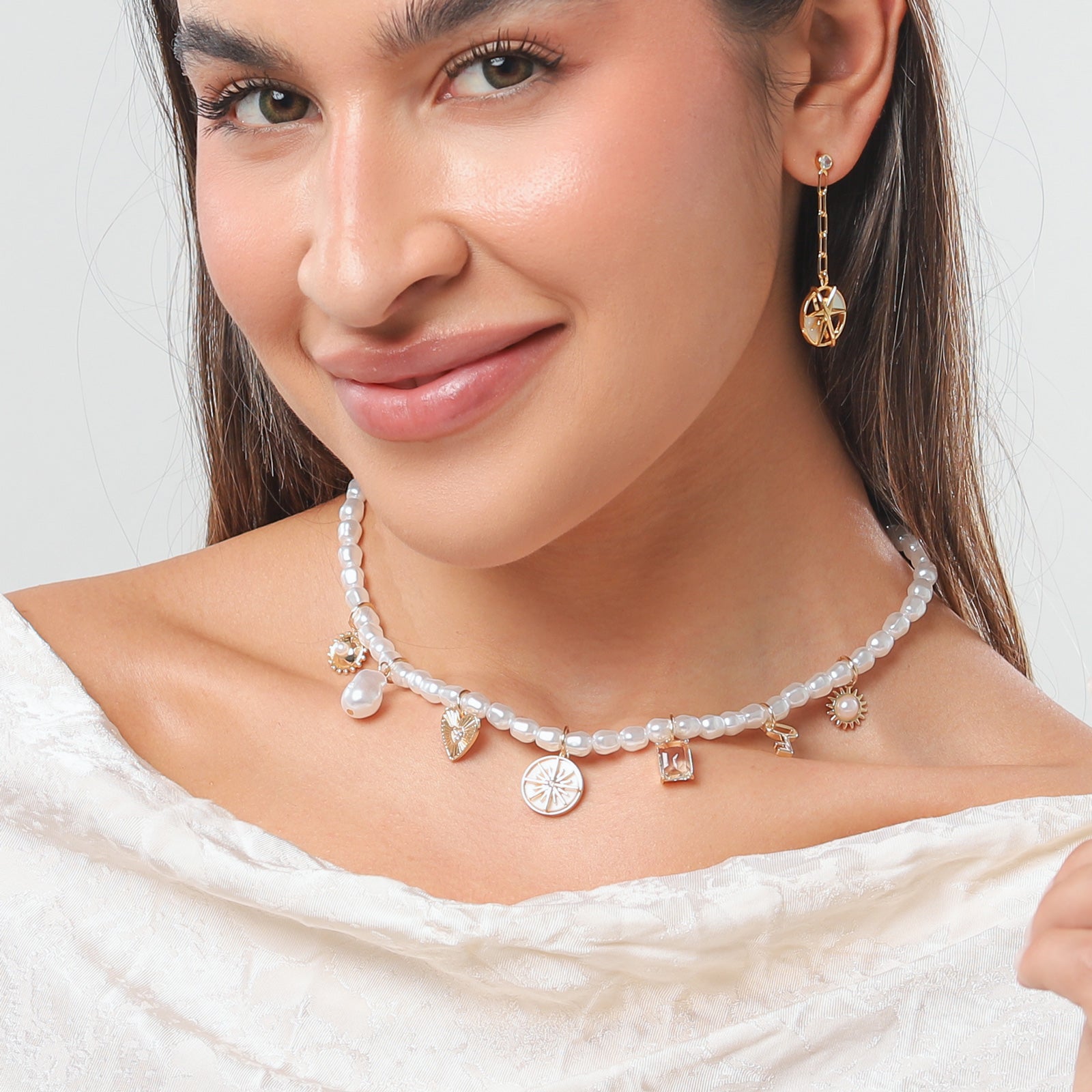 Pearl Necklace and Earring Set
