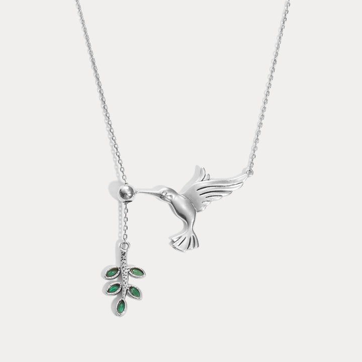 Collier de branche de colibris et d'olive