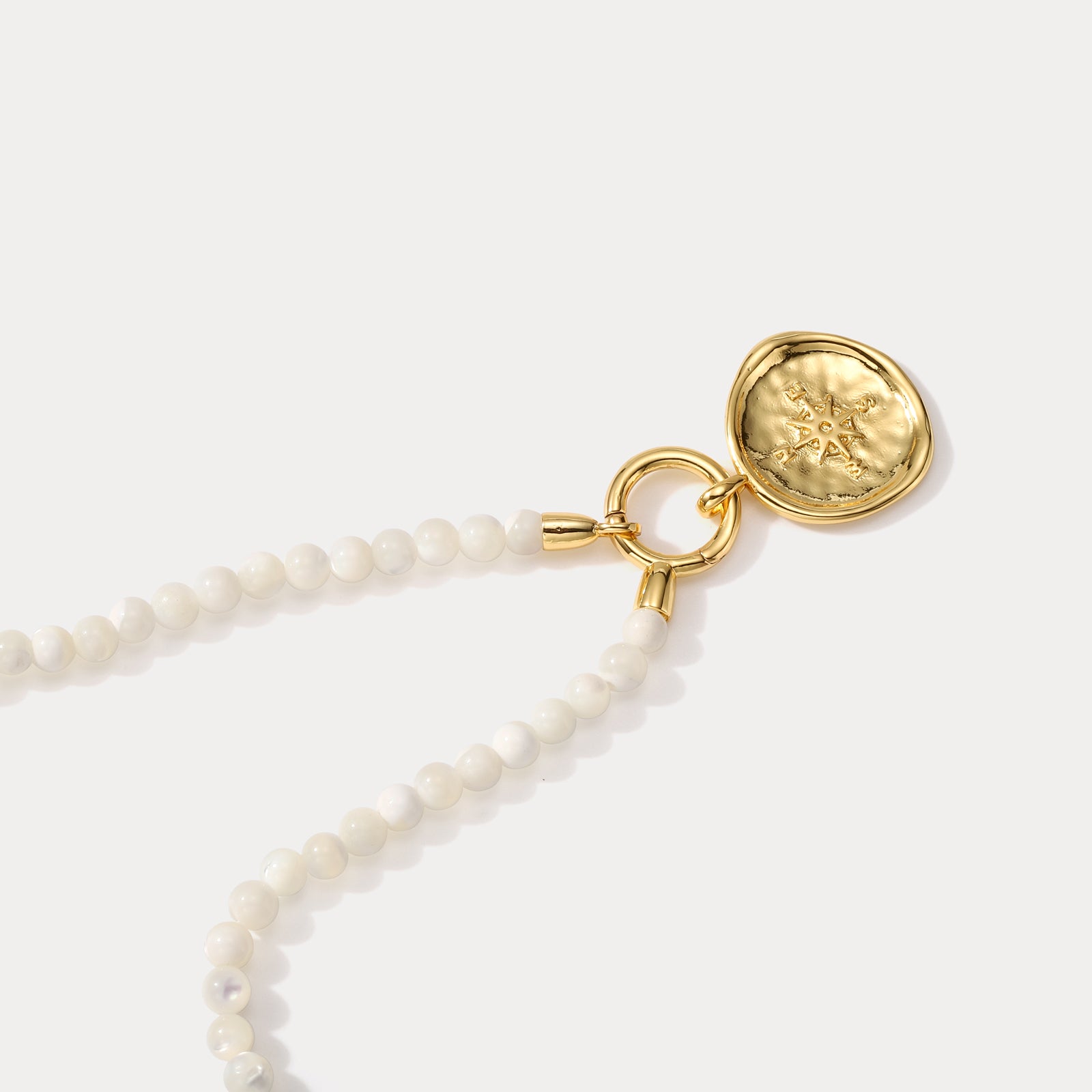 Compass Beads 18k Gold Coin Necklace