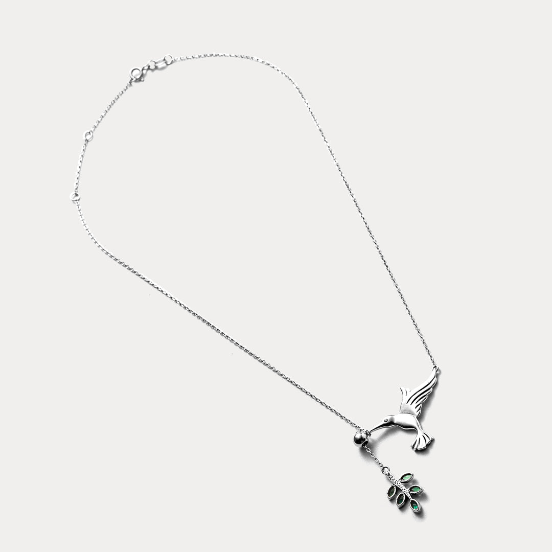 Collier de branche de colibris et d'olive