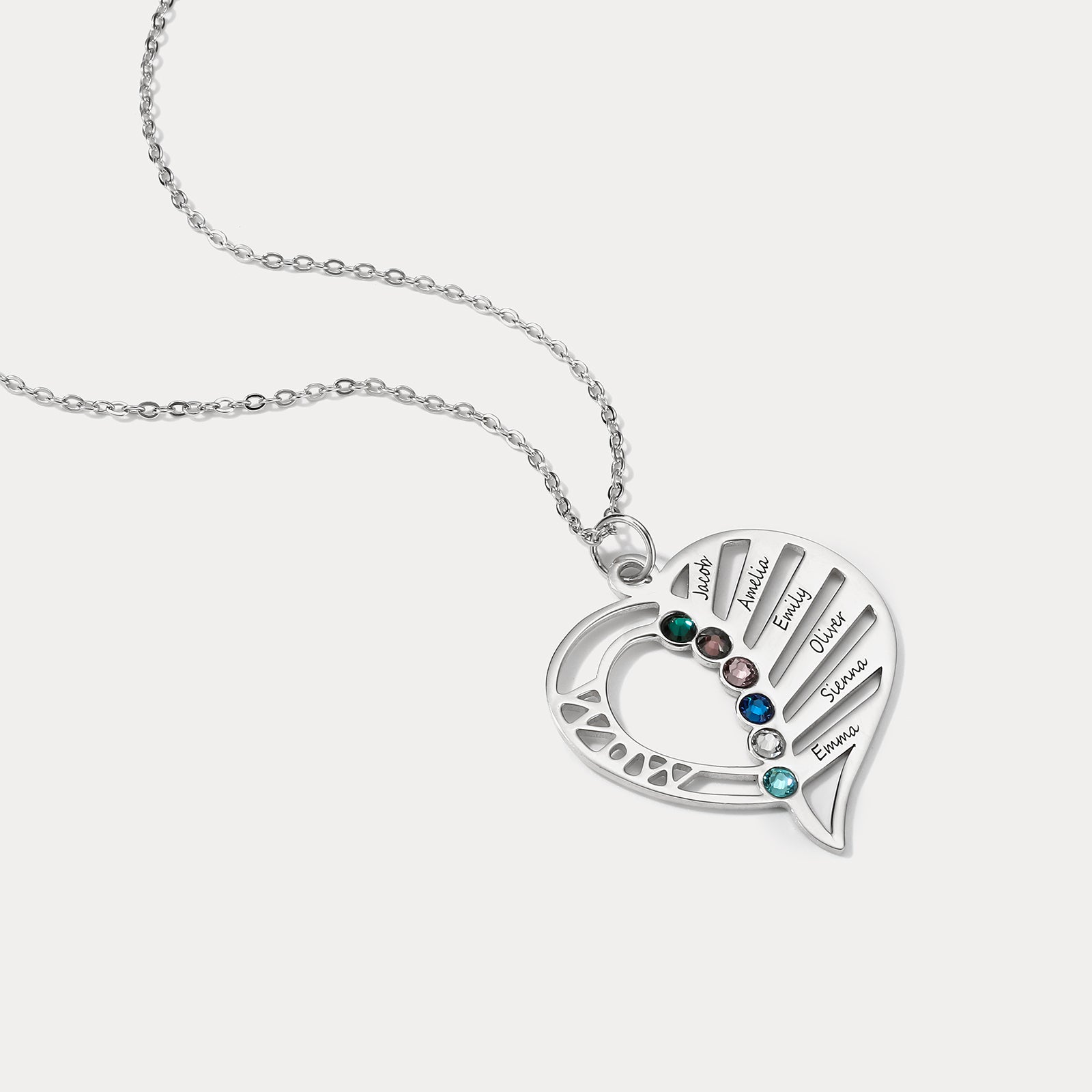 Multi-name Heart Daimond Necklace