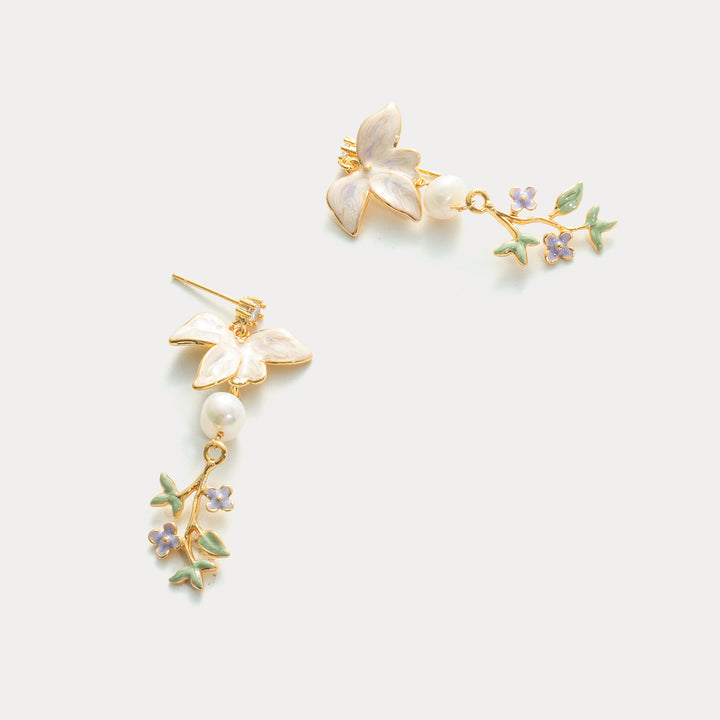 Gardenia Flower Dangle Earrings