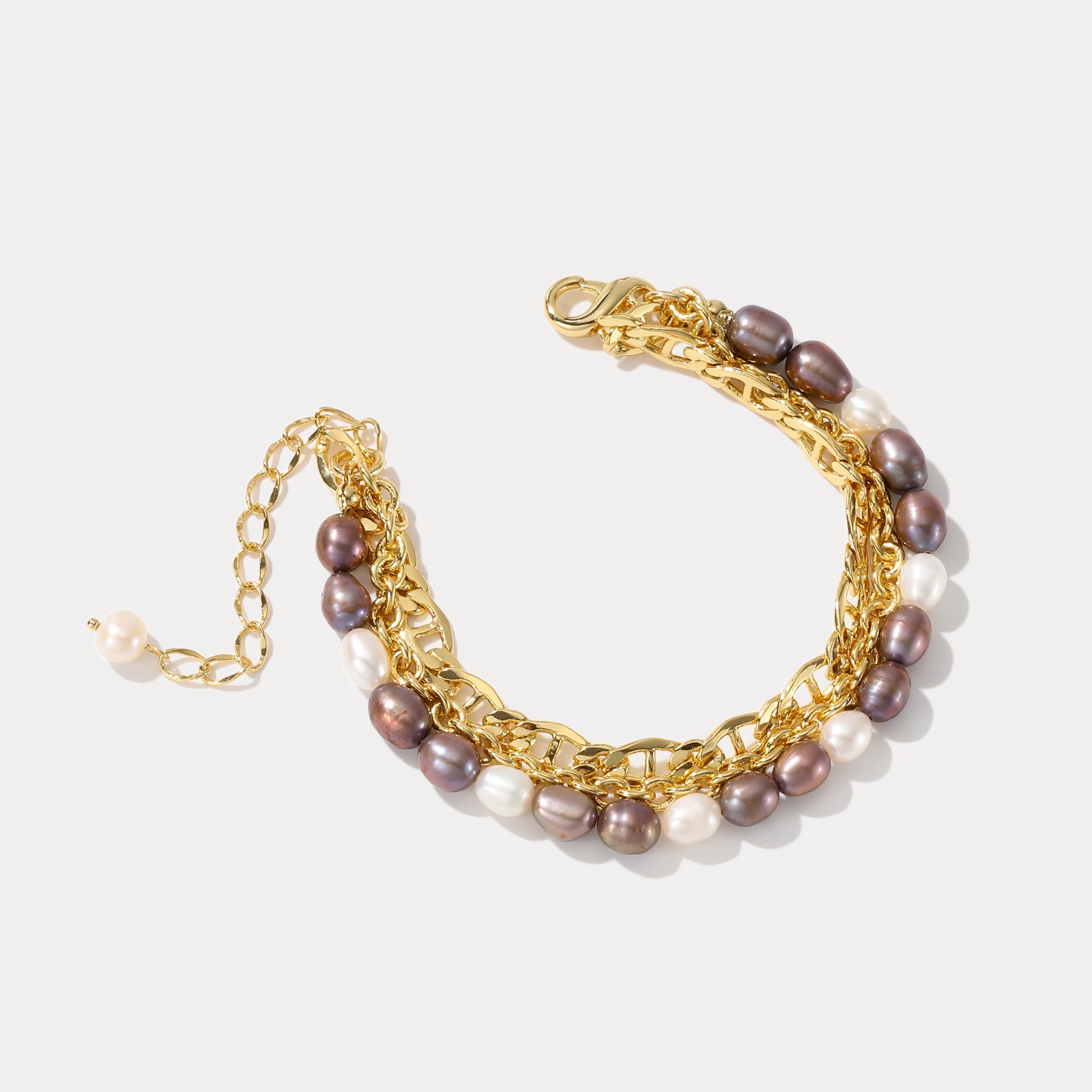 Purple Pearl Gold Chain Bracelet