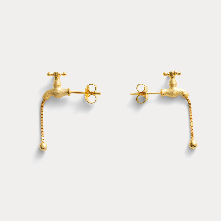 Selenichast Gold Water Faucet Earrings