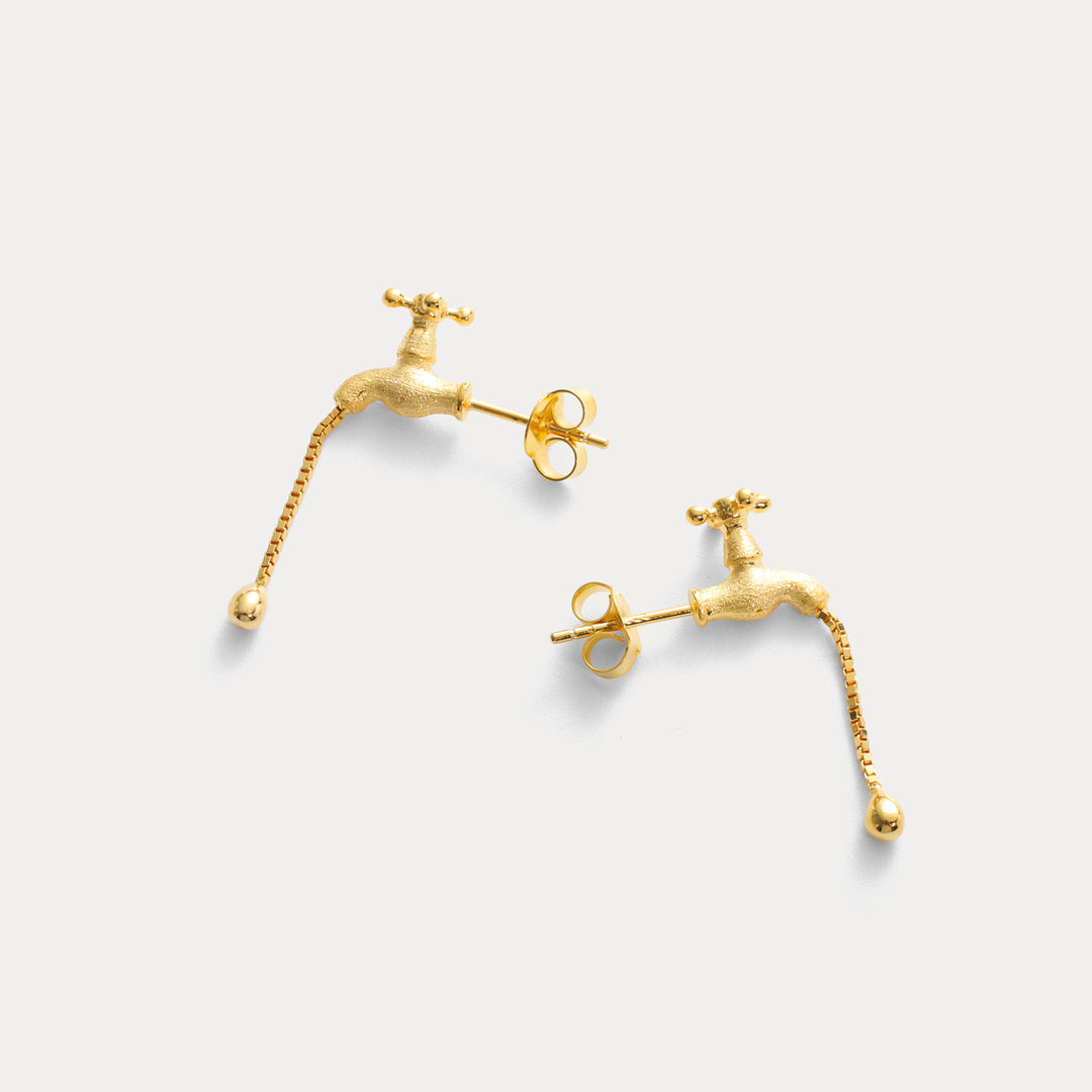 Selenichast Gold Water Faucet Earrings