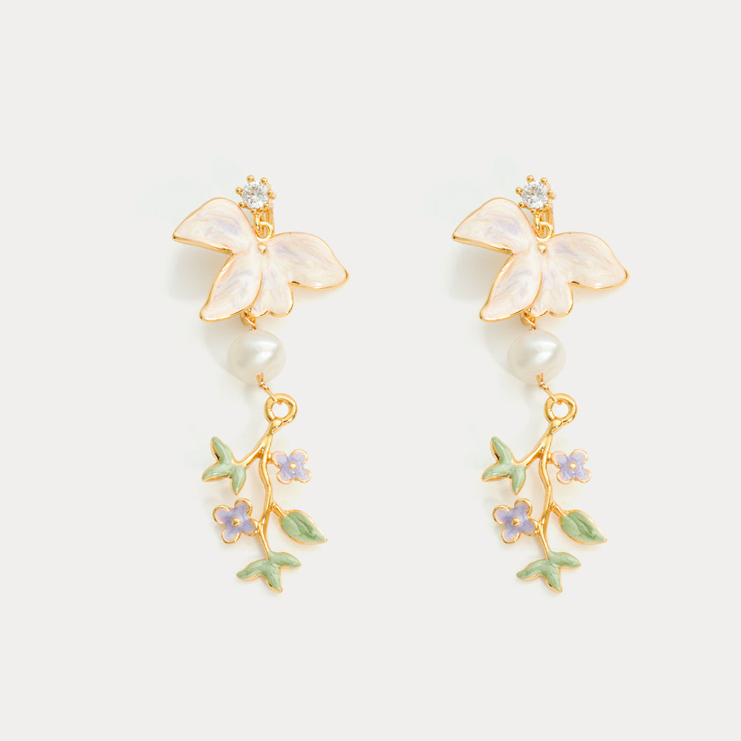 Gardenia Flower Dangle Earrings