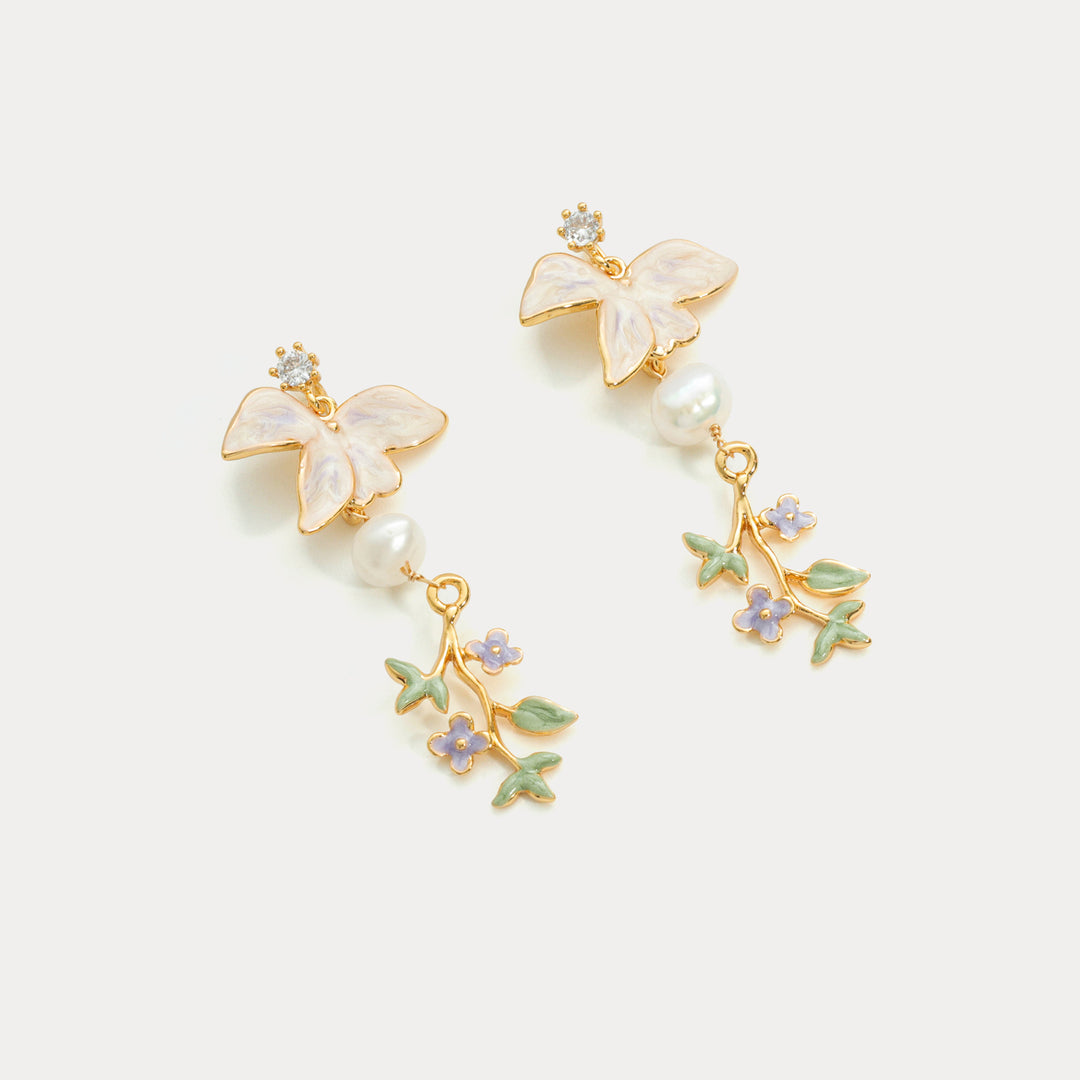 Gardenia Flower Dangle Earrings