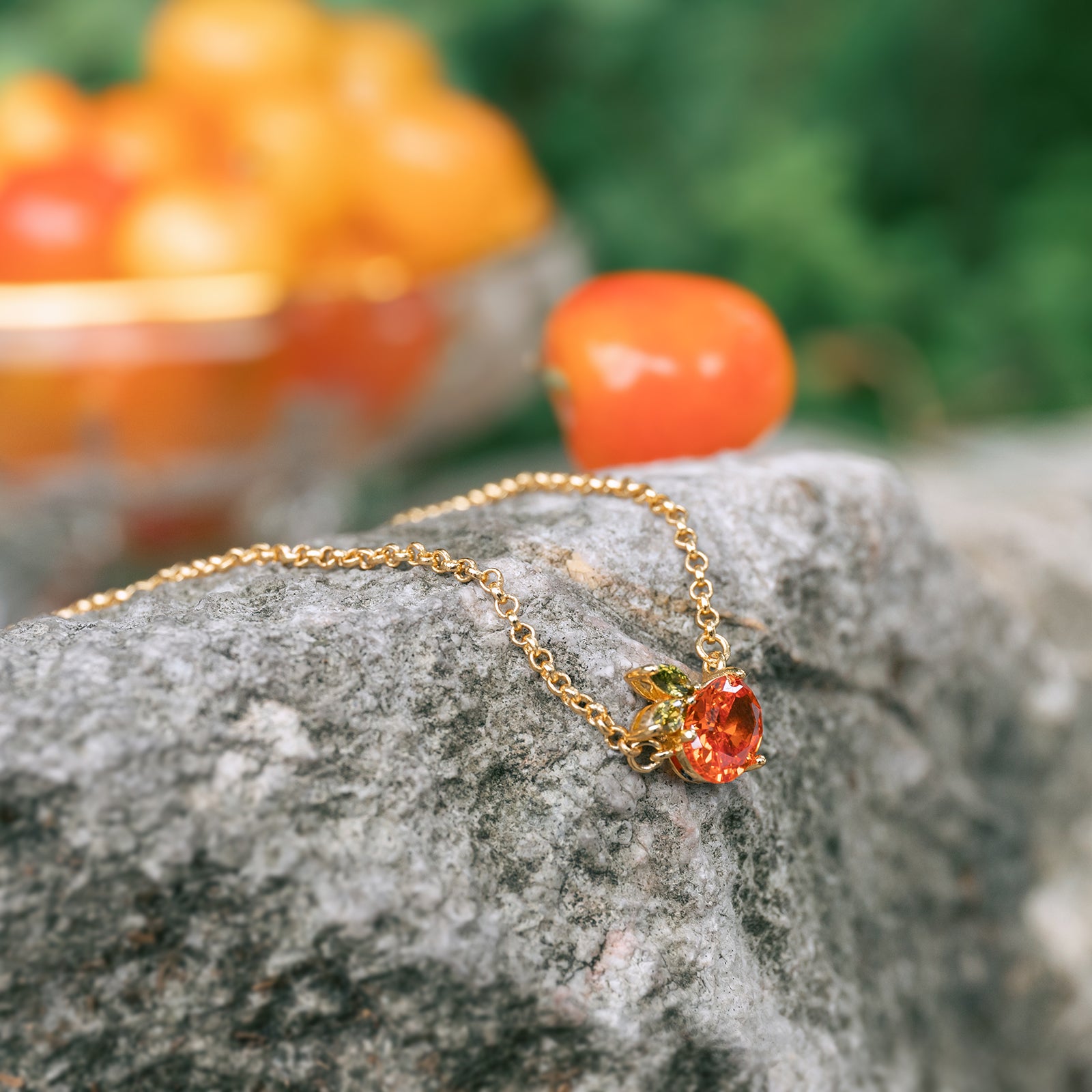 Fruit Party Orange Glass Necklace Set
