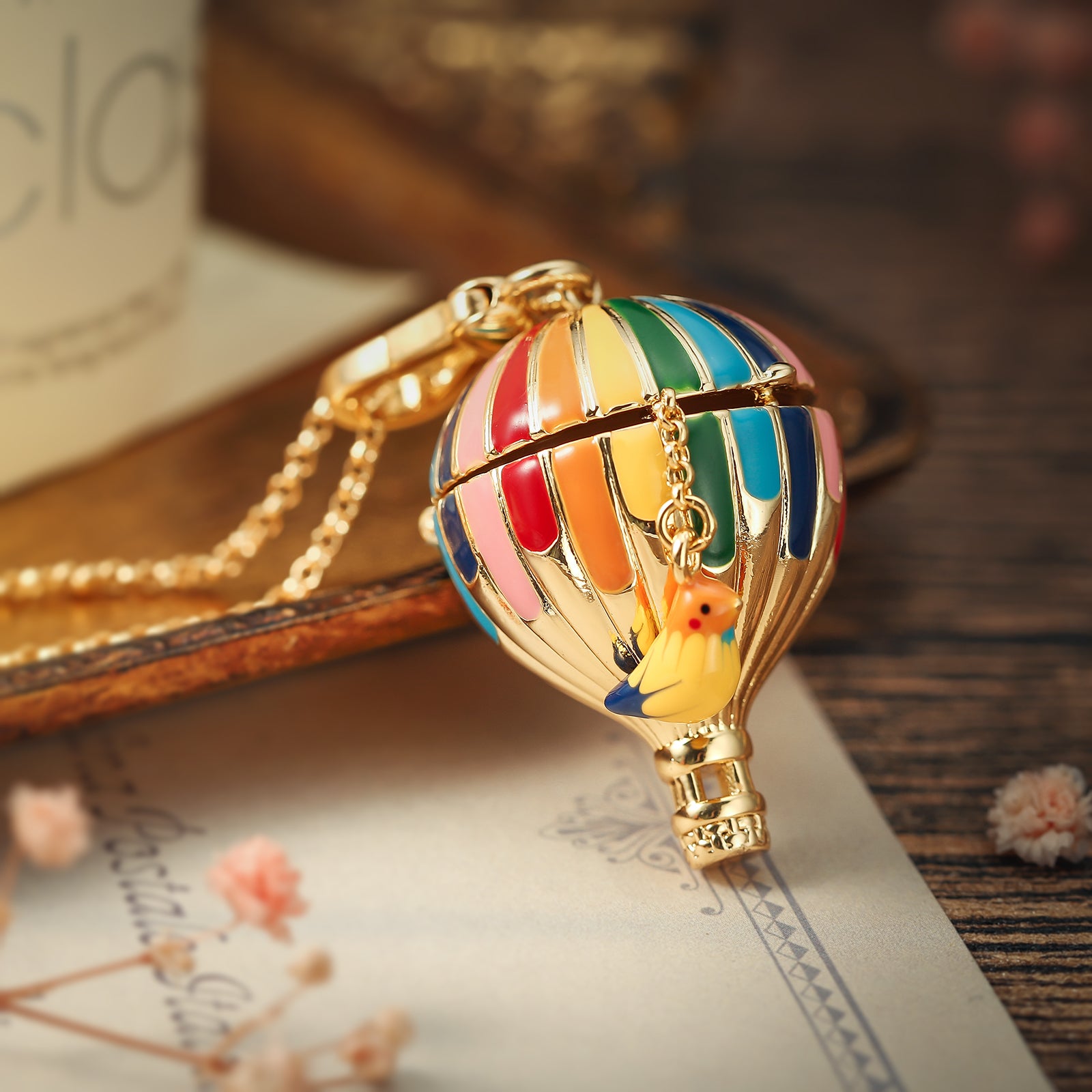 Hot Air Balloon Pendant Dainty Necklace