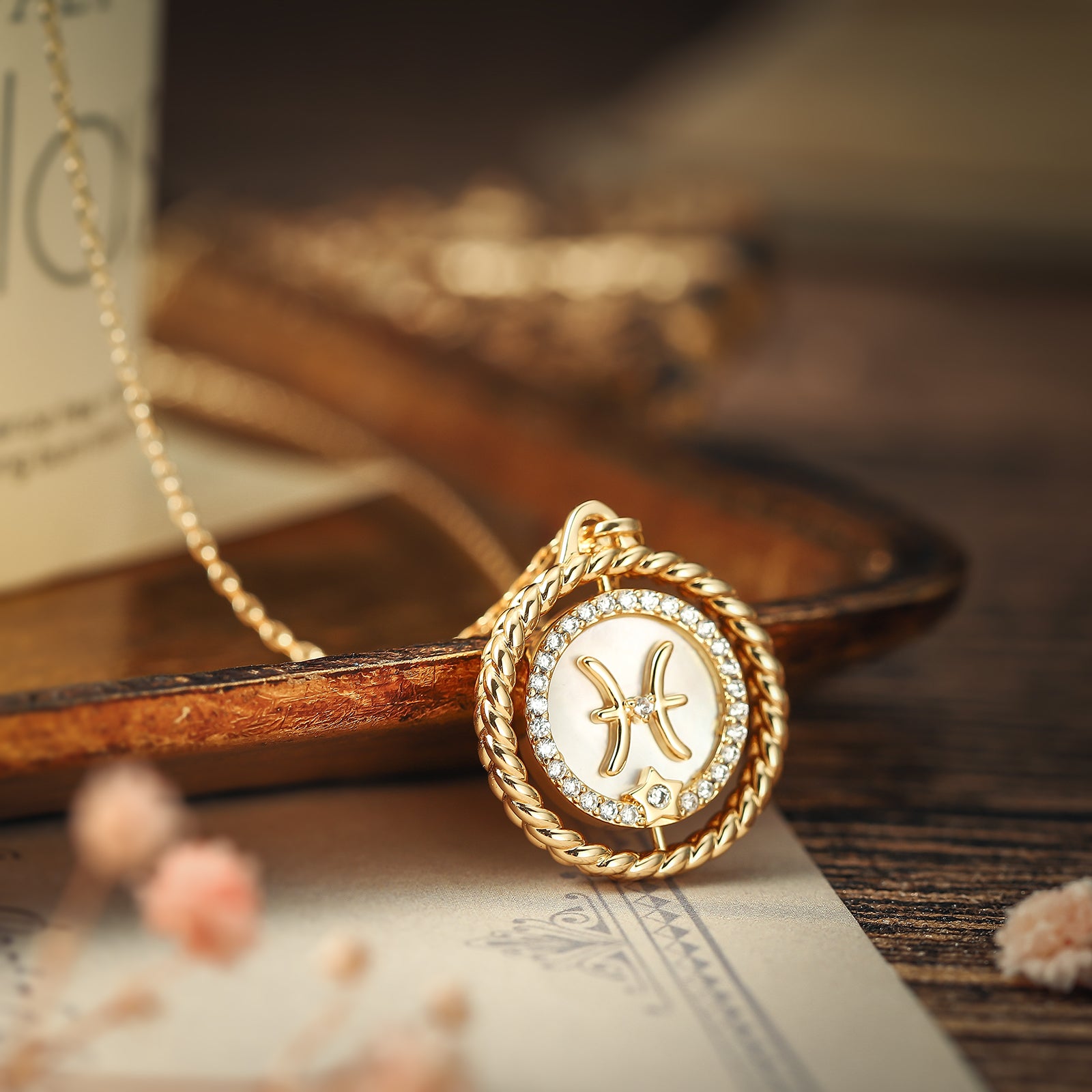 Pisces Galaxy Constellation Pendant Diamond Necklace