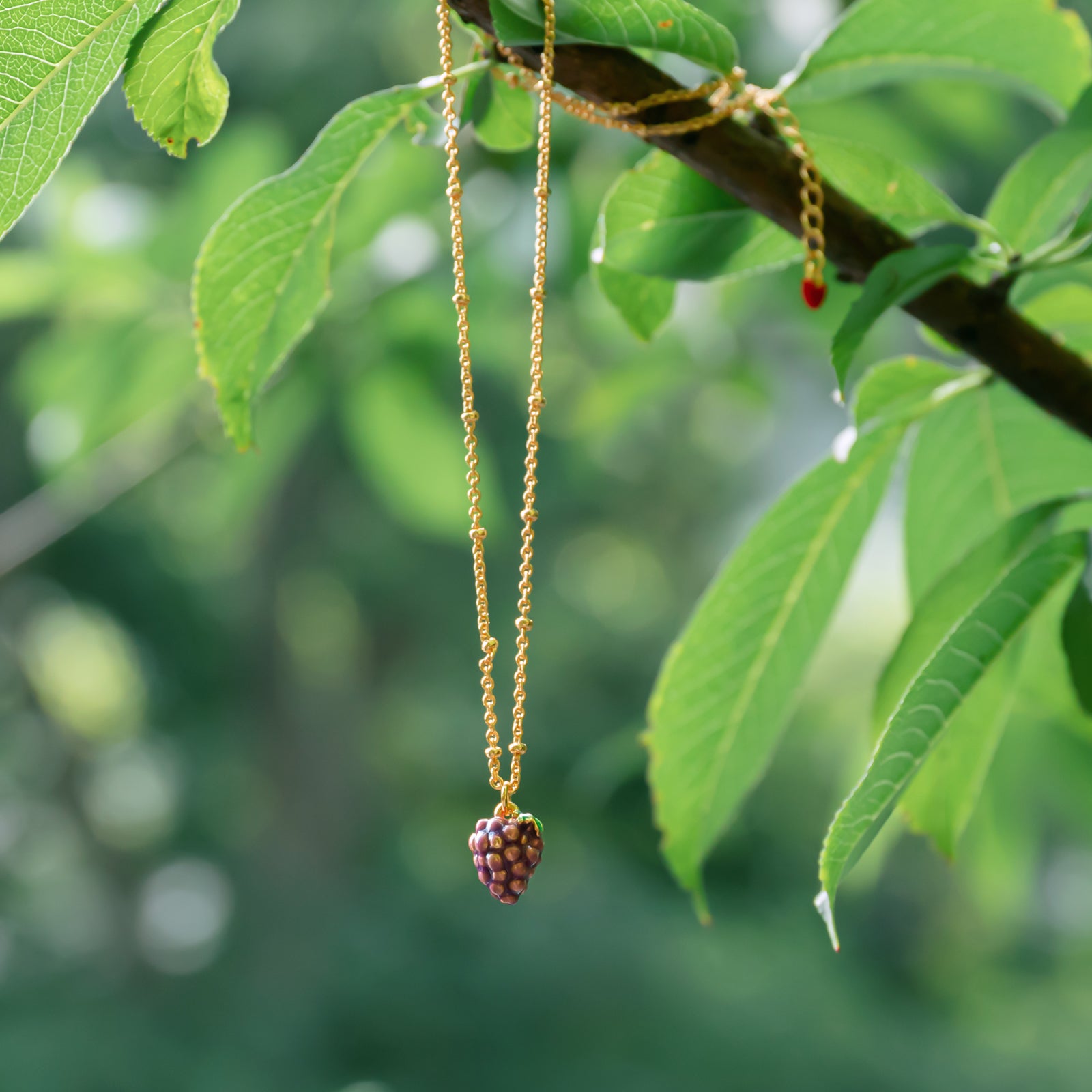 Grape Fruit Enamel Gold Necklace