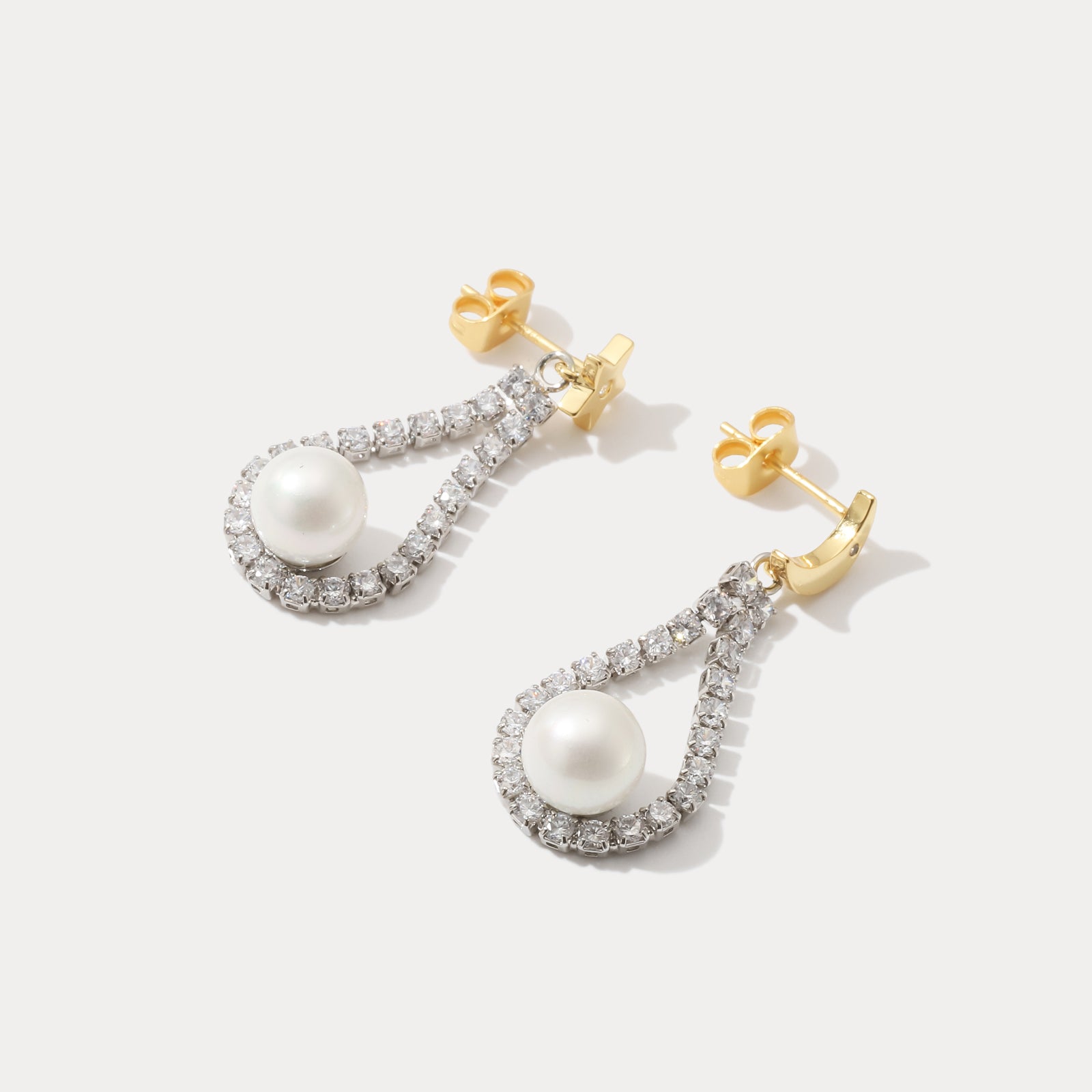 Moon Star Pearl Gold Earrings
