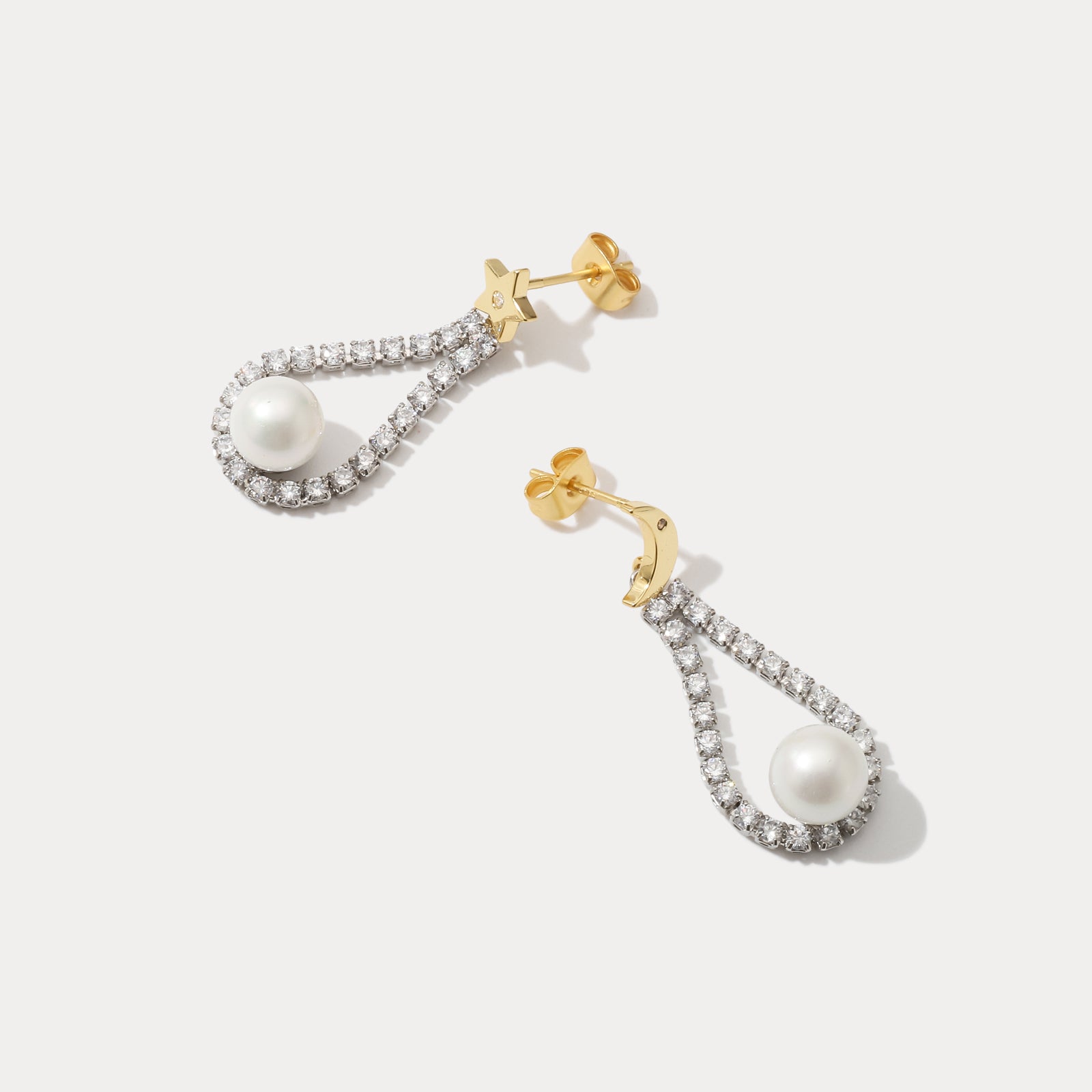 Moon Star Pearl Silver Earrings
