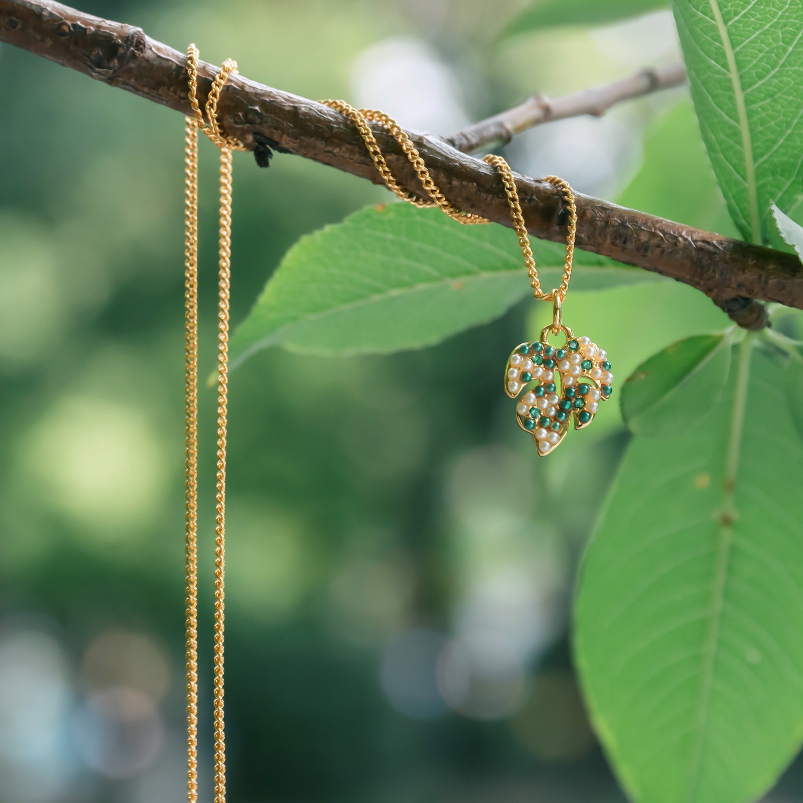 Summer Palm Leaf Gold Necklace