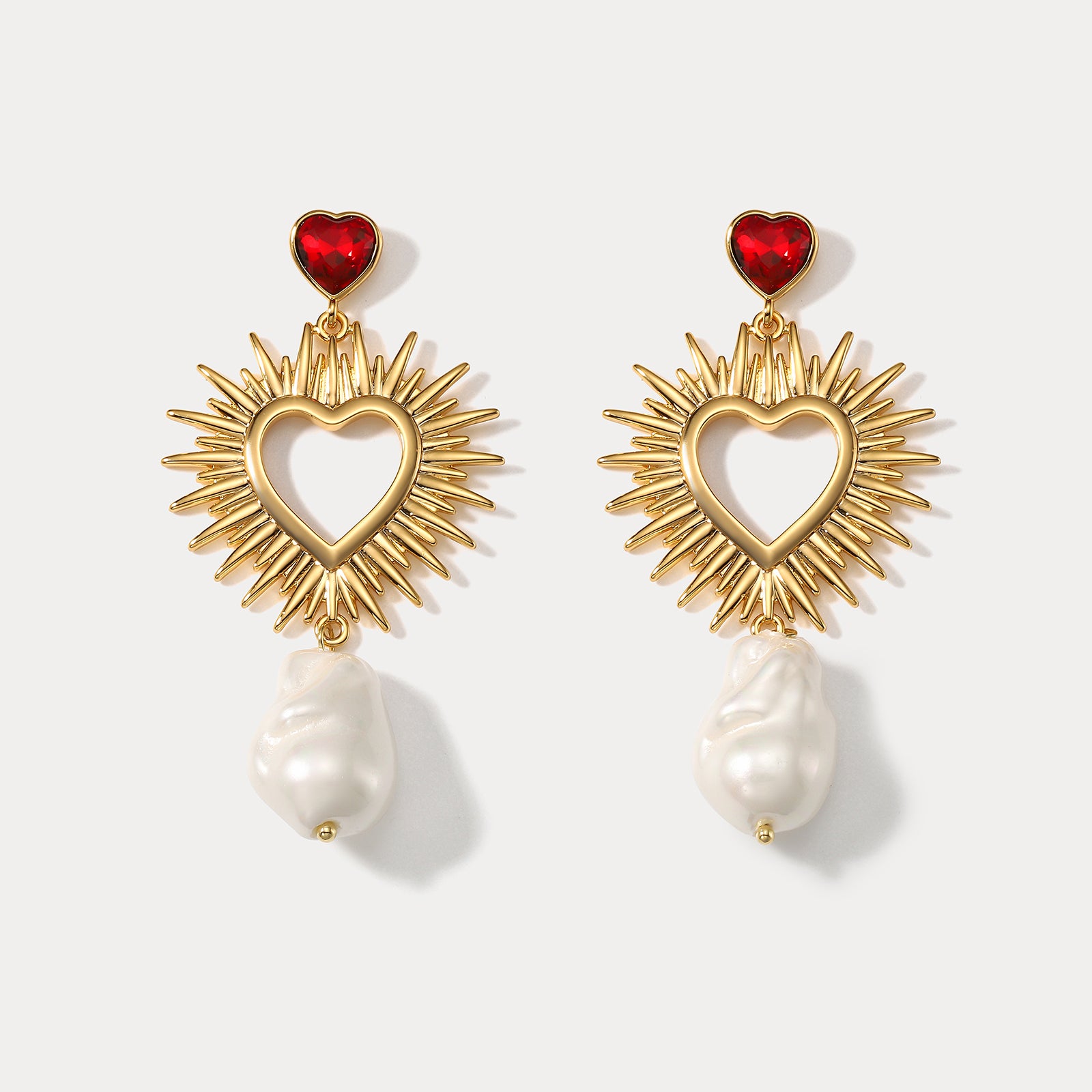 Selenichast Sparkle Heart Pearl Earrings