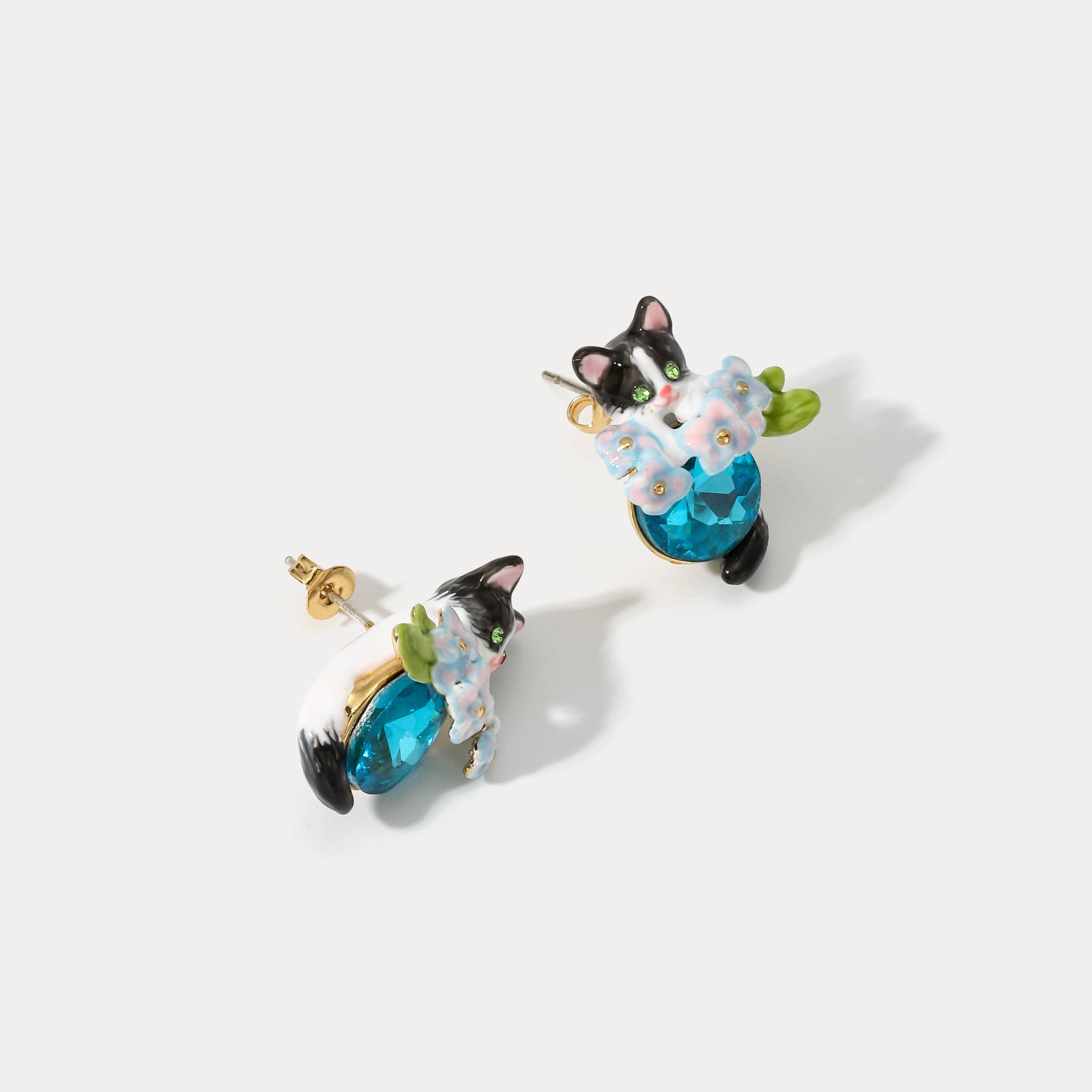 Kitten Sapphire Diamond Bloom Earrings