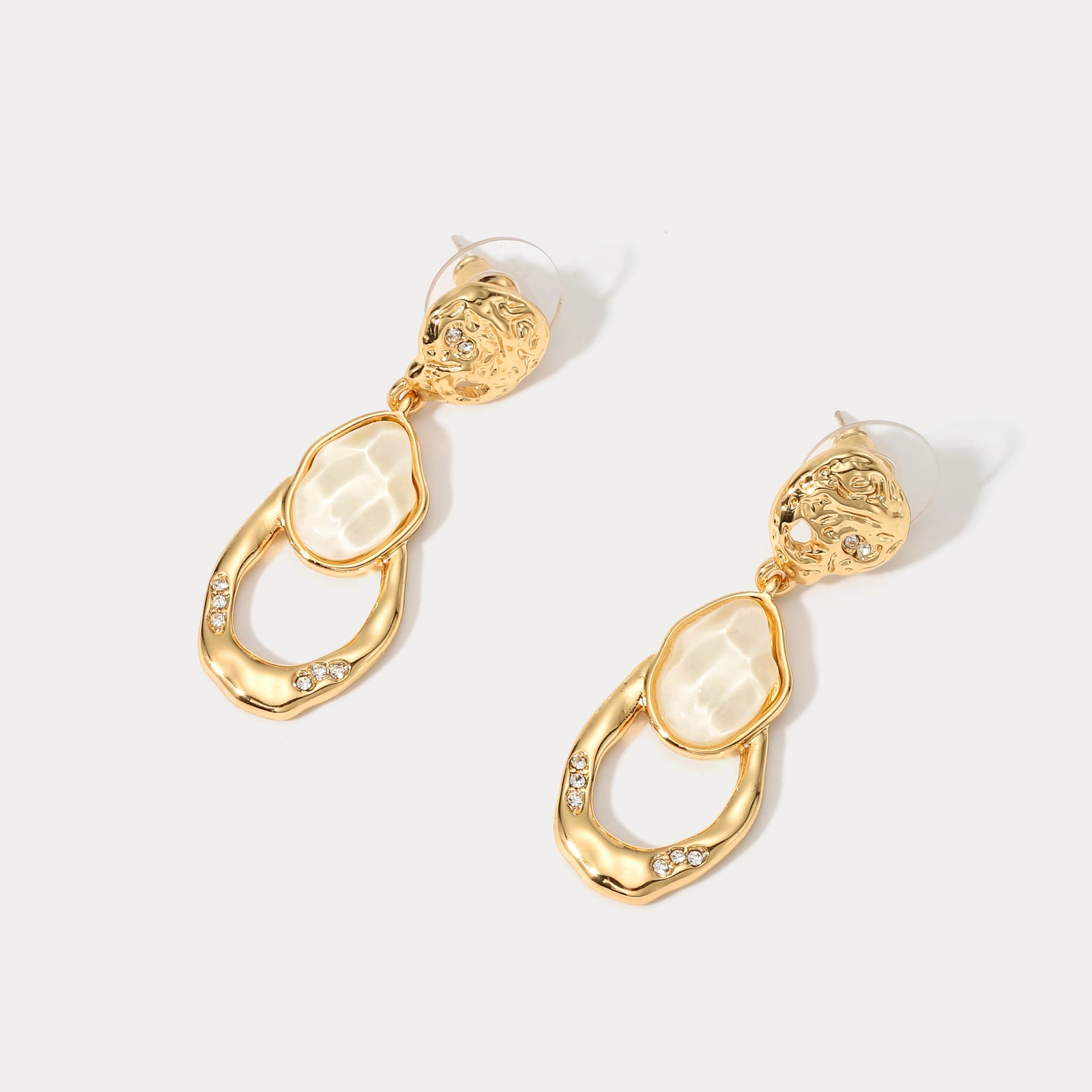 Vintage Hollow Gold Diamond Earrings