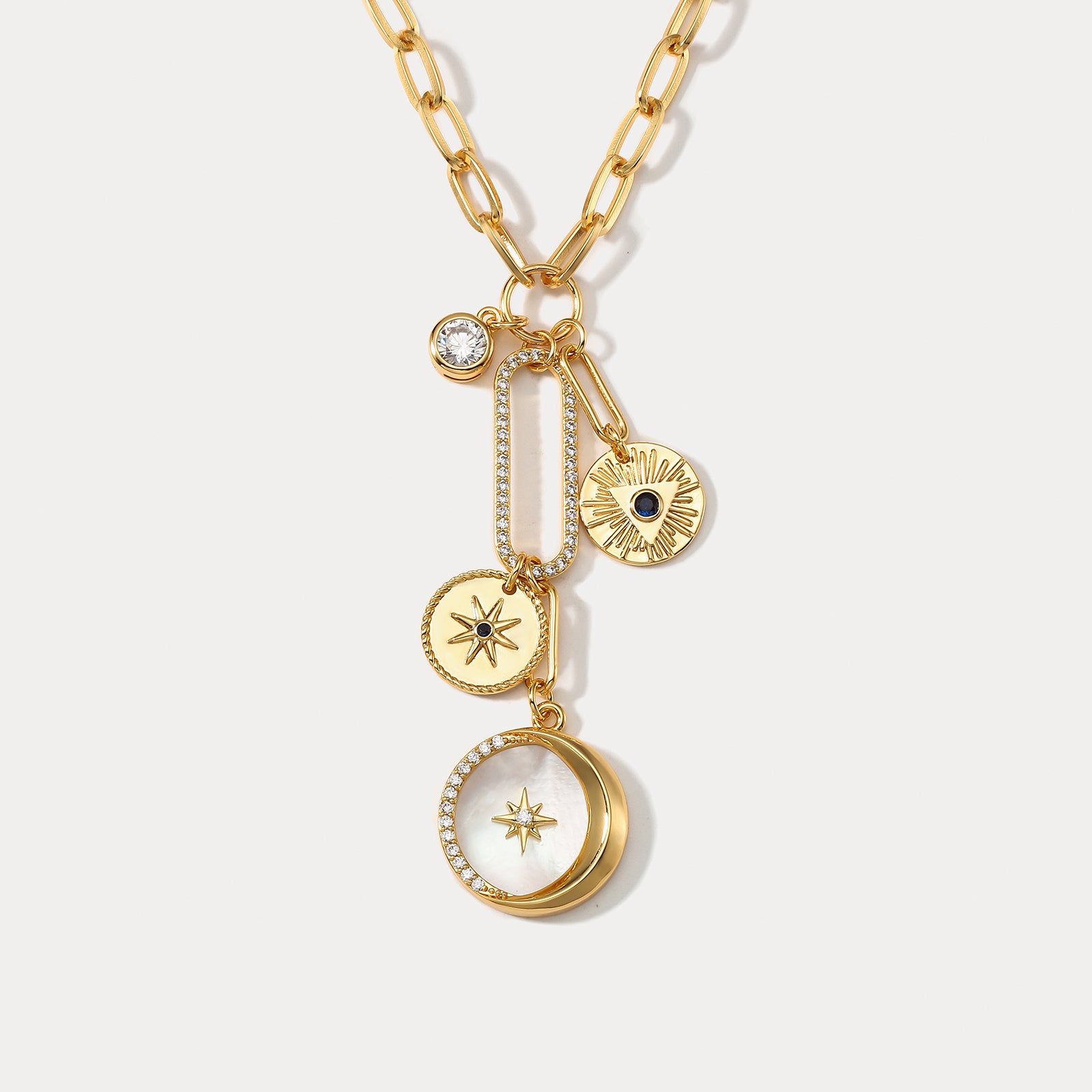 Selenichast Star Moon Diamond Necklace