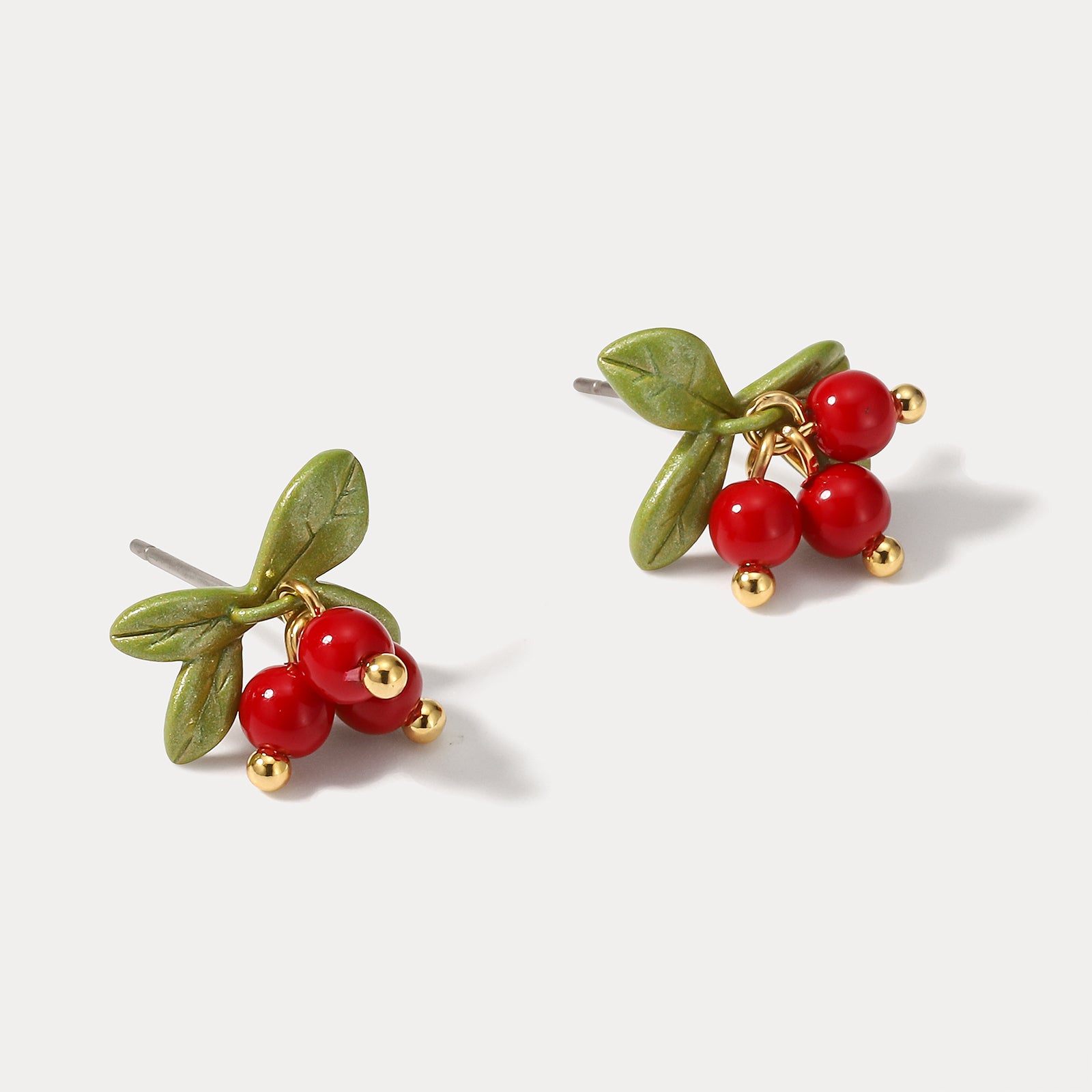 Cranberry Stud Beads Earrings