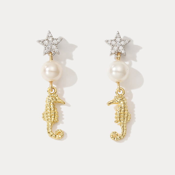 Selenichast Seahorse Star Earrings