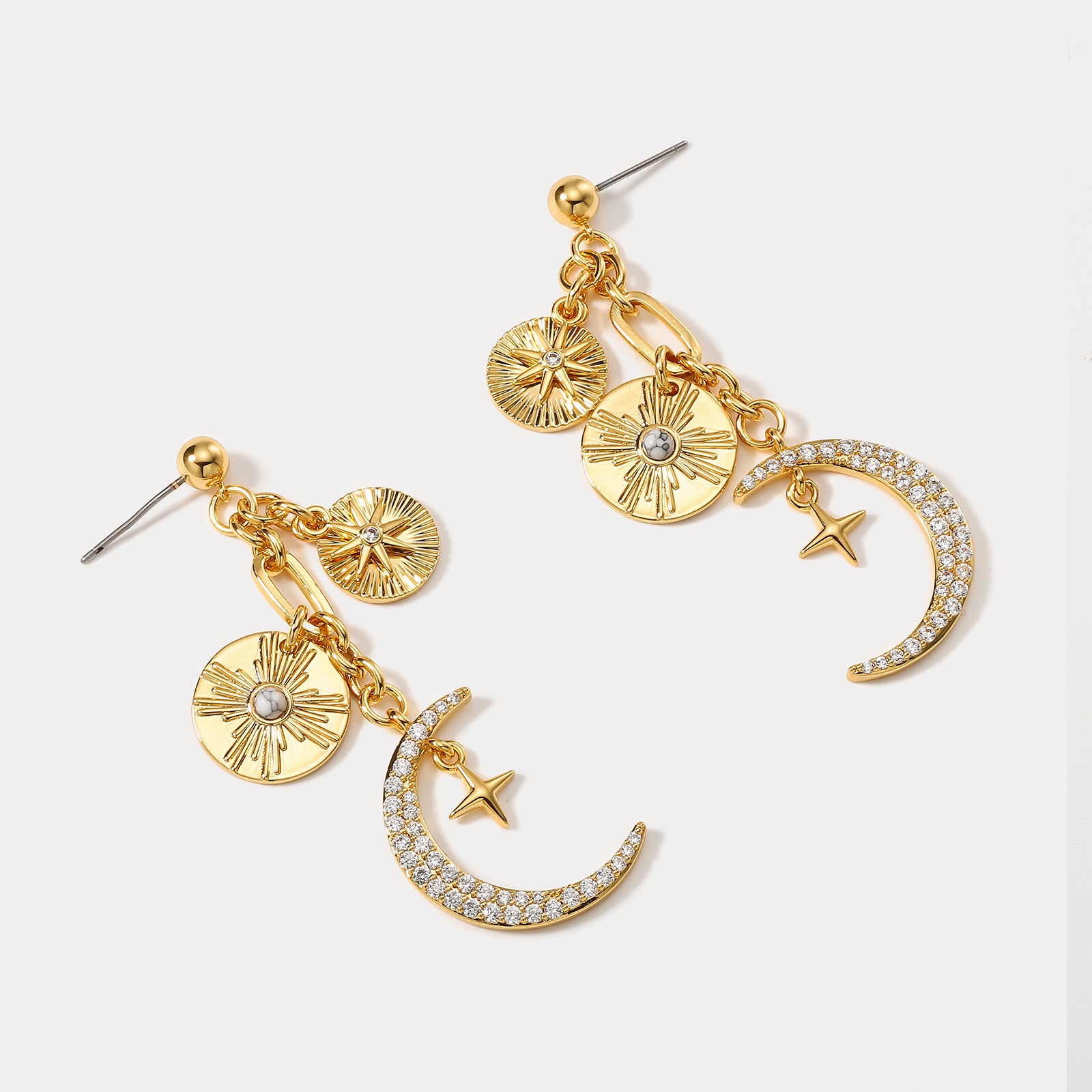 Guardian of Moon And Star Stud Occasions Fine Jewelry Earrings
