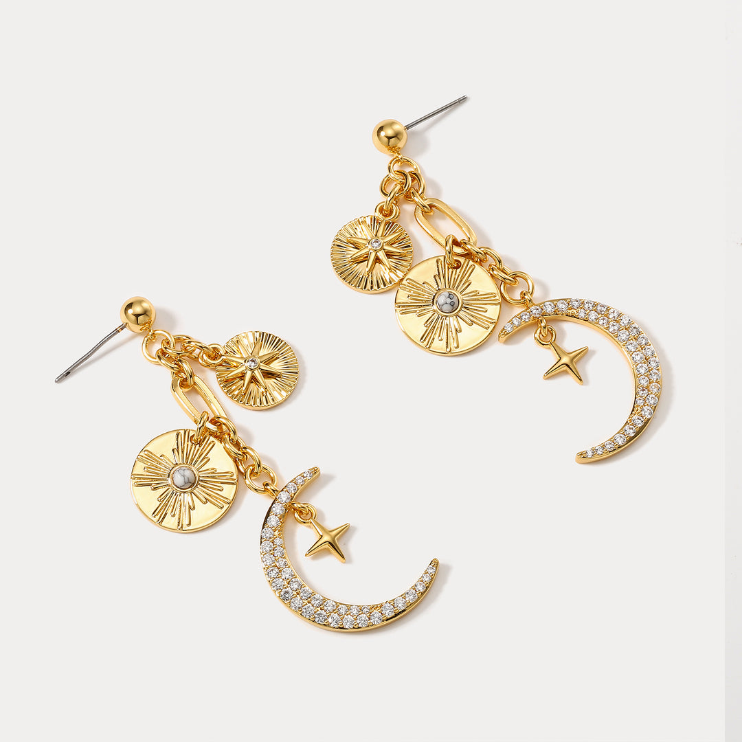 Guardian of Moon And Star Stud Occasions Fine Jewelry Earrings