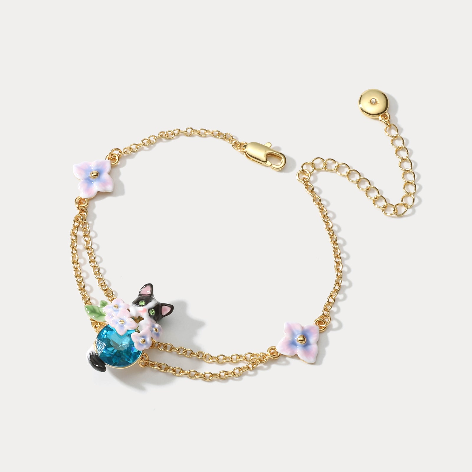 Cute Kitten Sapphire Bloom Fashion Bracelet