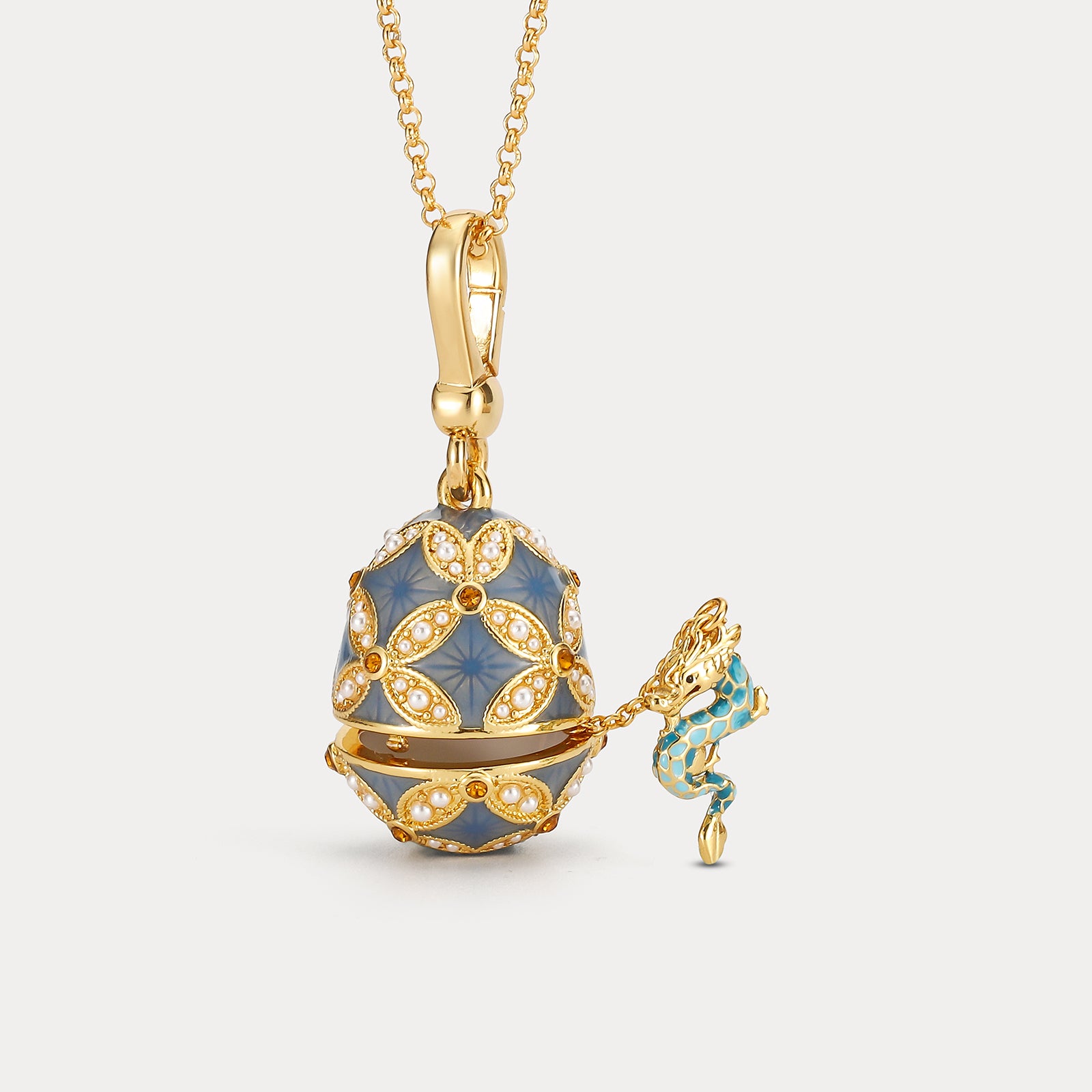 Dragon Egg Locket Long Necklace