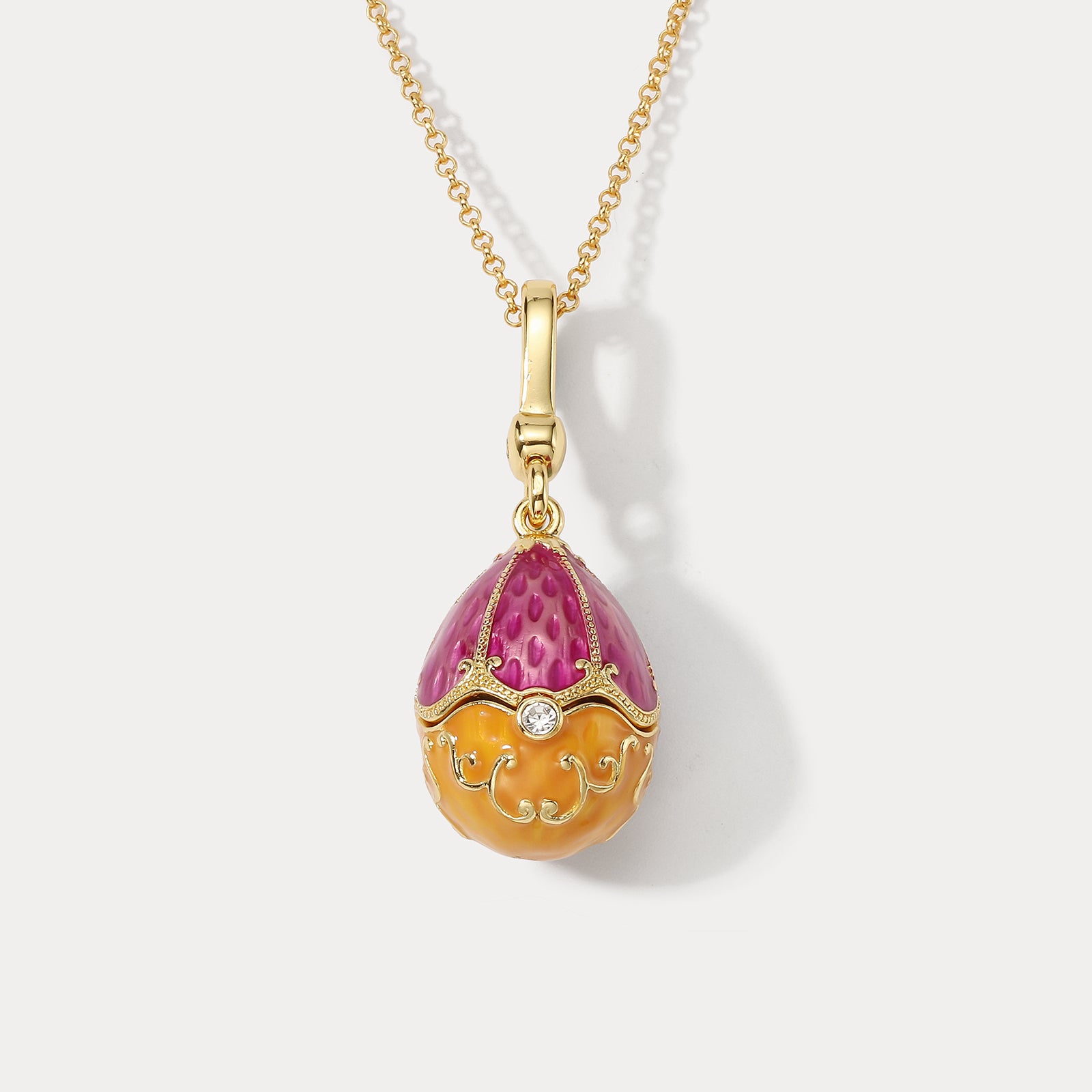 Elephant Egg Locket Gold Pendant Necklace