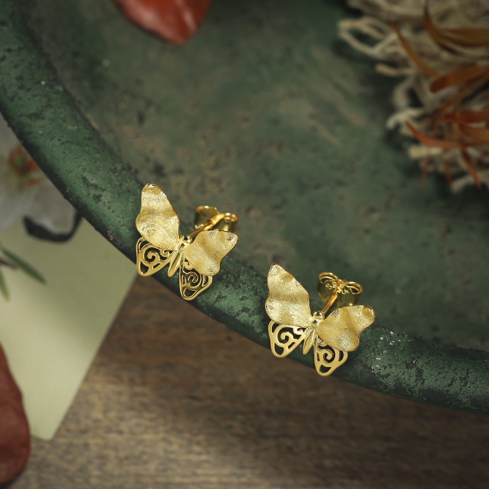 Hollow Butterfly Gold Earrings