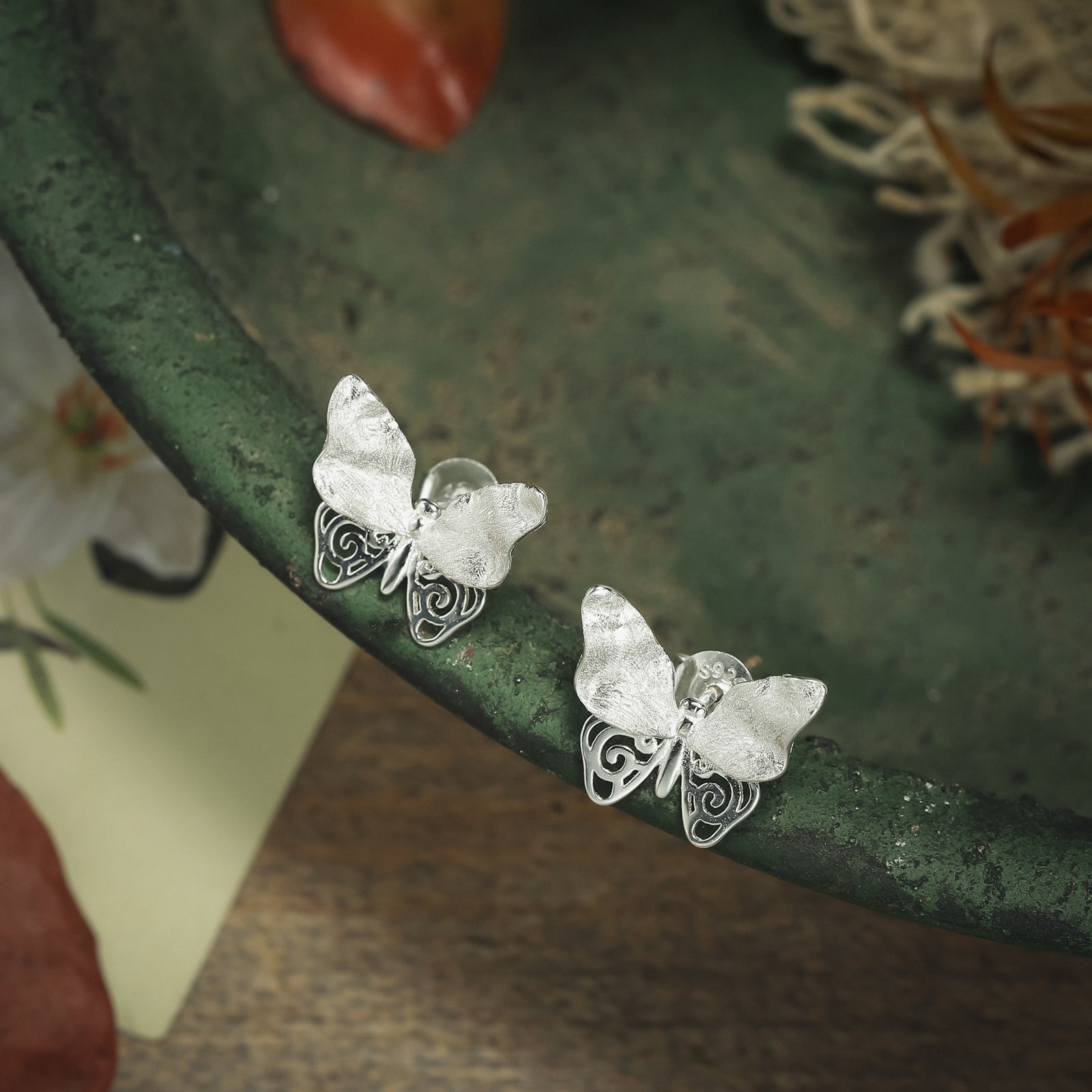 Selenichast Hollow Butterfly Silver Earrings