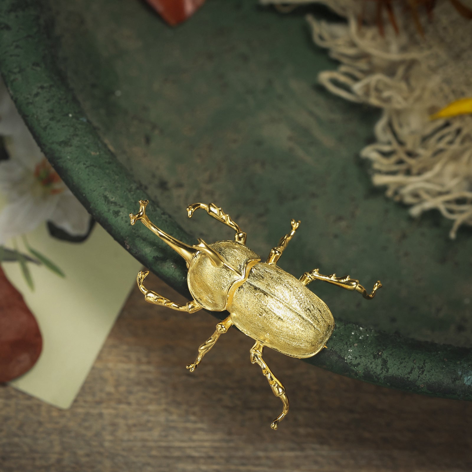 Vintage Beetle Gold Brooch Jewelry