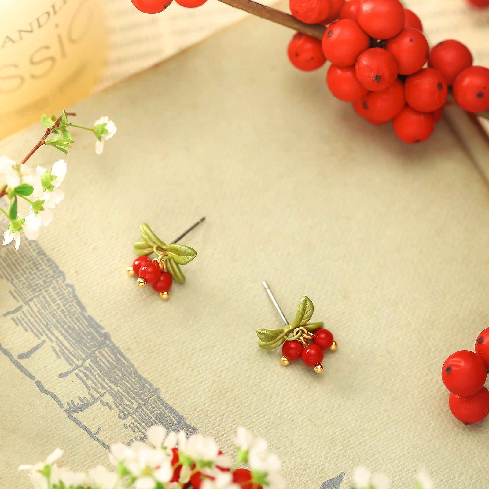 Cranberry Stud Natural Stone Earrings