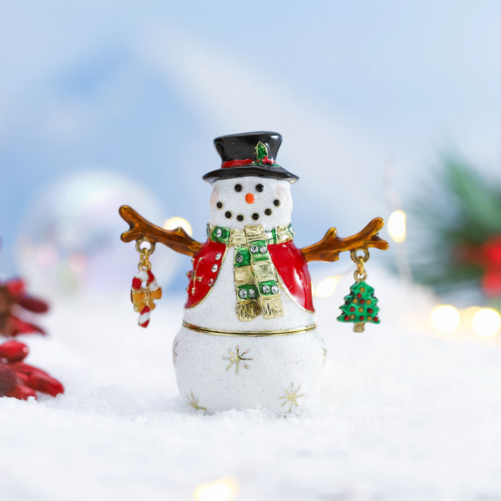 Christmas Winter Snowman Jeweled Trinket Box