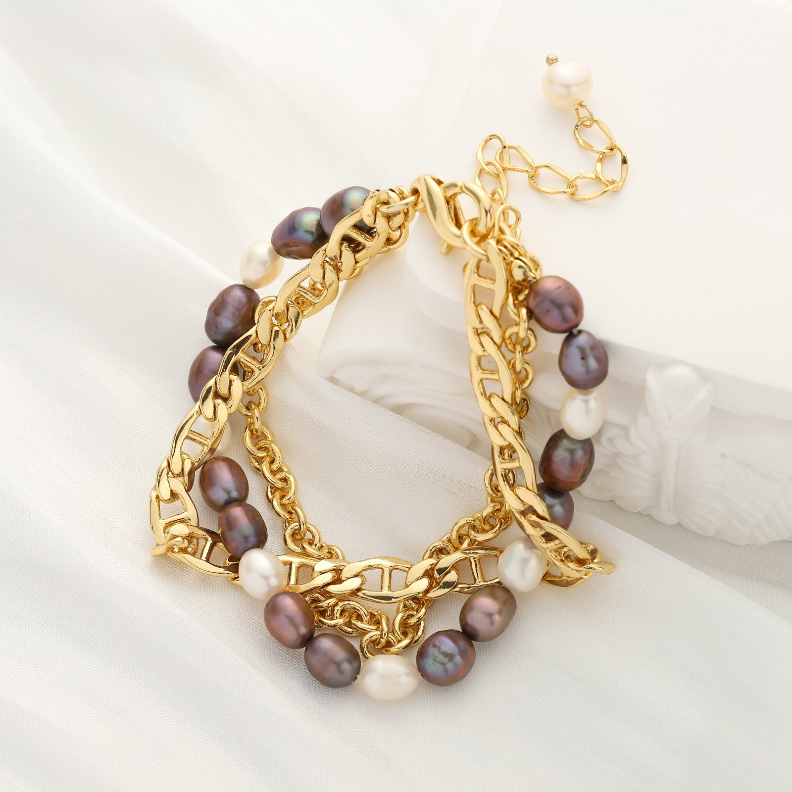 Vintage Purple Pearl Chain Bracelet