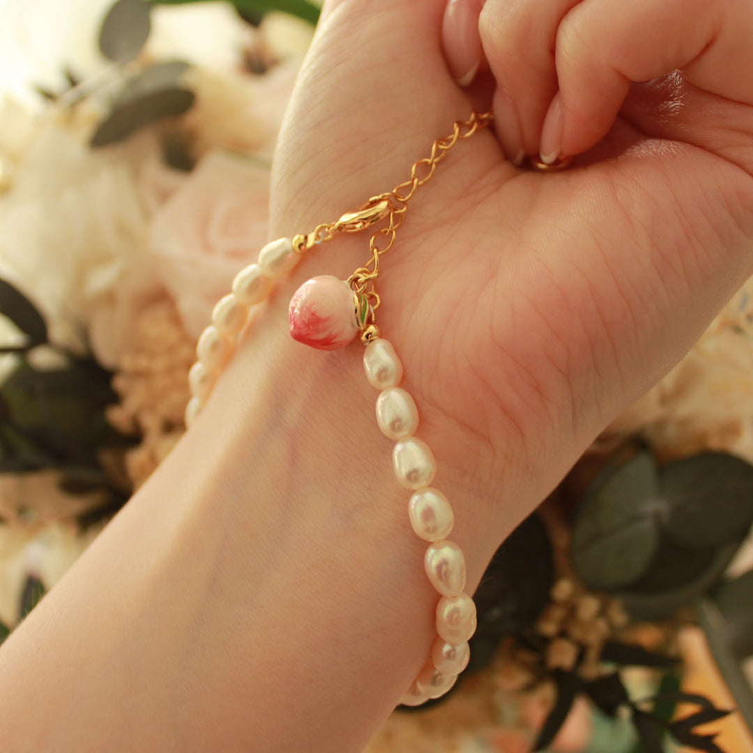 Pulsera de perla de durazno