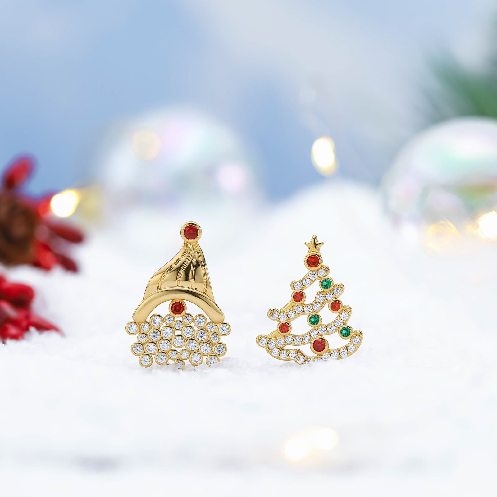 Selenichast Christmas Tree & Santa Hat Earrings