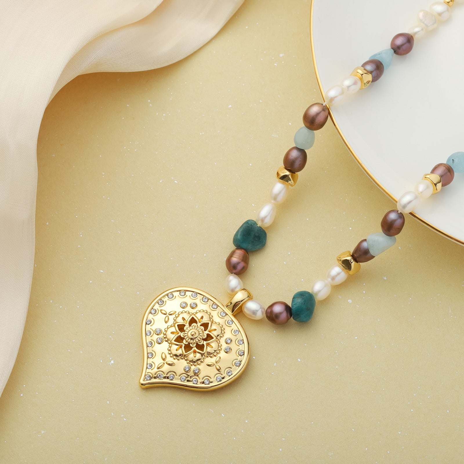 Lotus Pearl Diamond Necklace