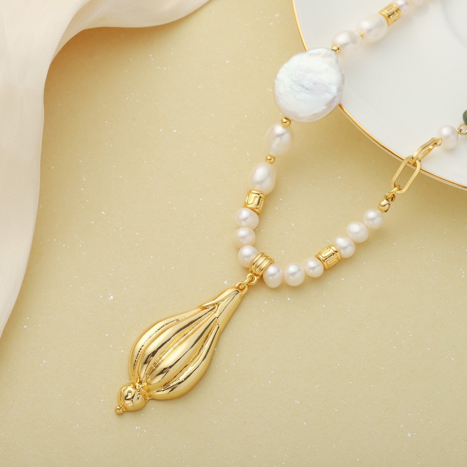 Baroque Daisy Bud Freshwater Pearl Necklace